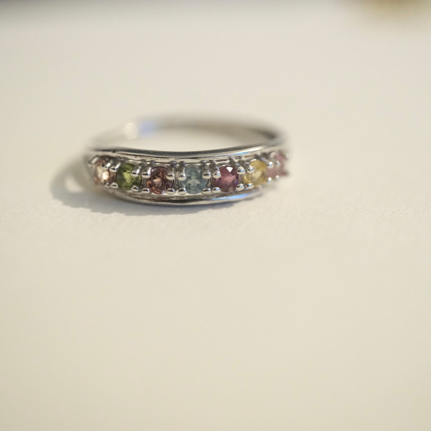 Rainbow Tourmaline S925 Adjustable Ring