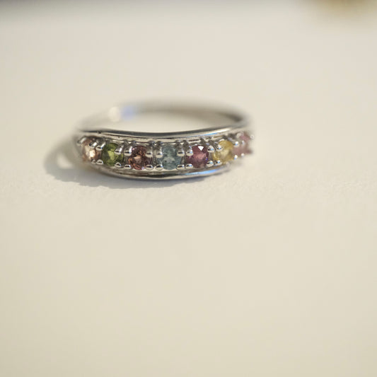 Rainbow Tourmaline S925 Adjustable Ring
