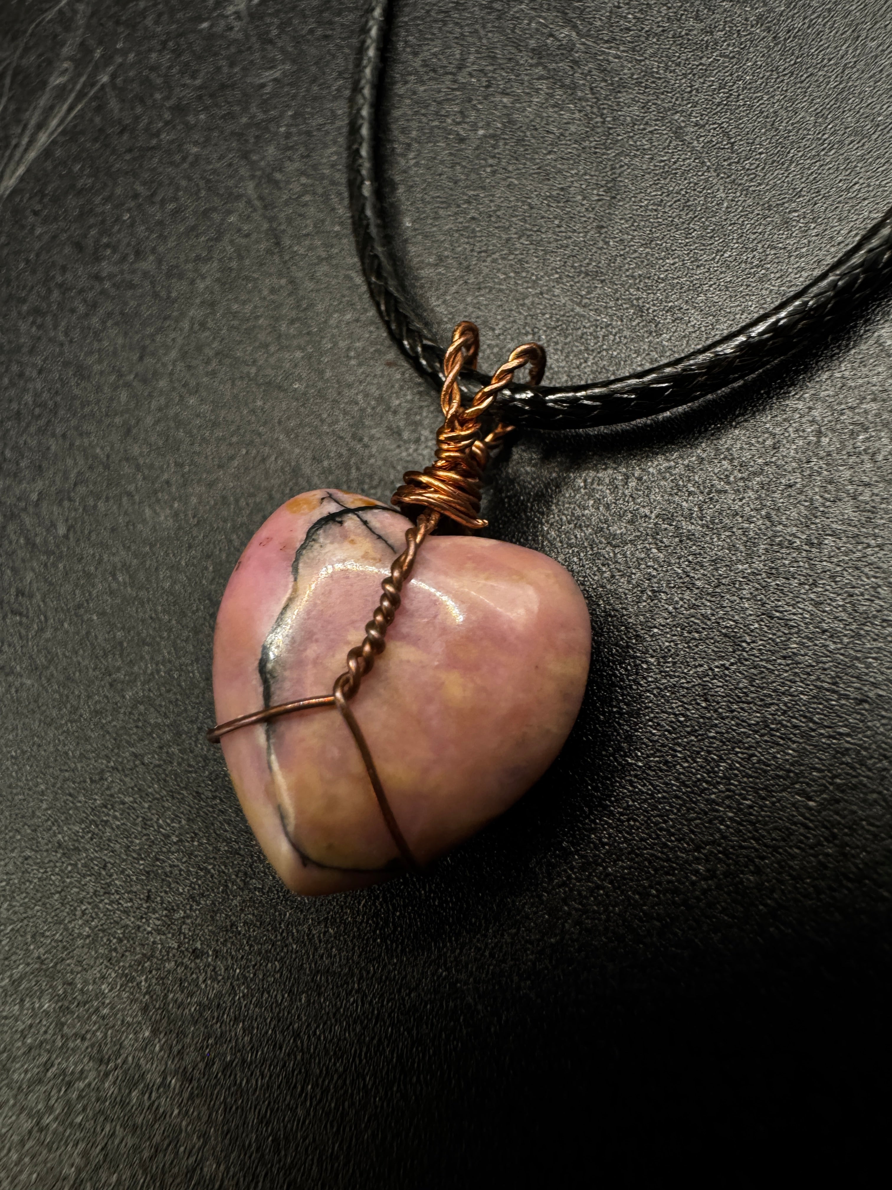 Handmade Rhodonite Heart Necklace