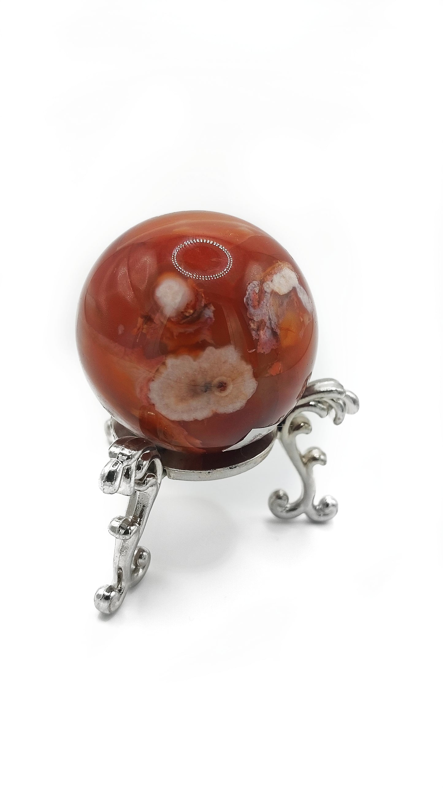 Carnelian Flower Agate Sphere