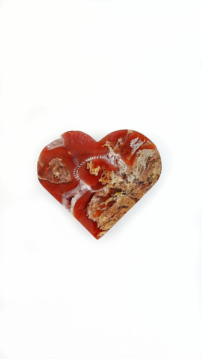 Carnelian Moss Agate Heart