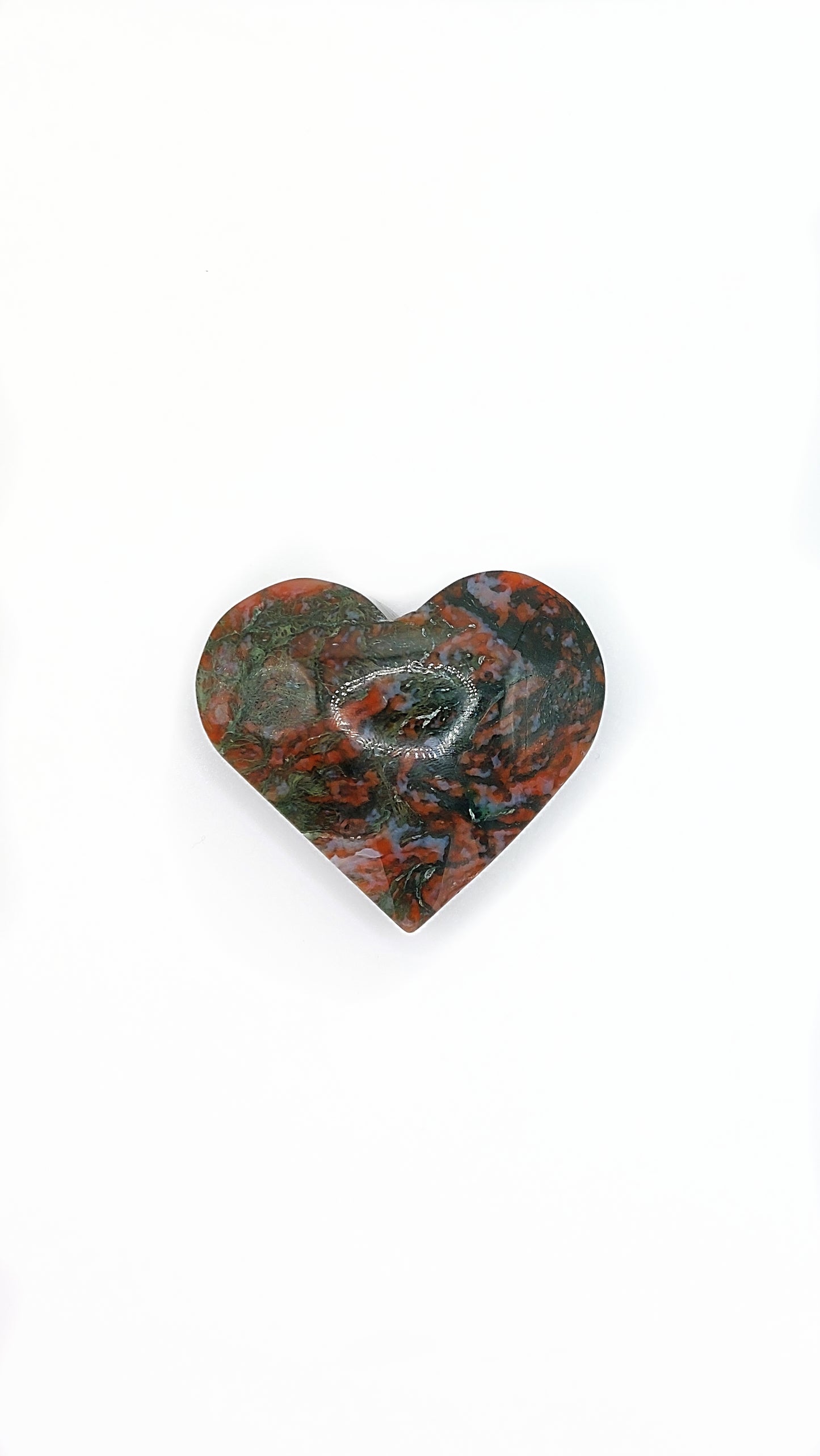 Carnelian Moss Agate Heart