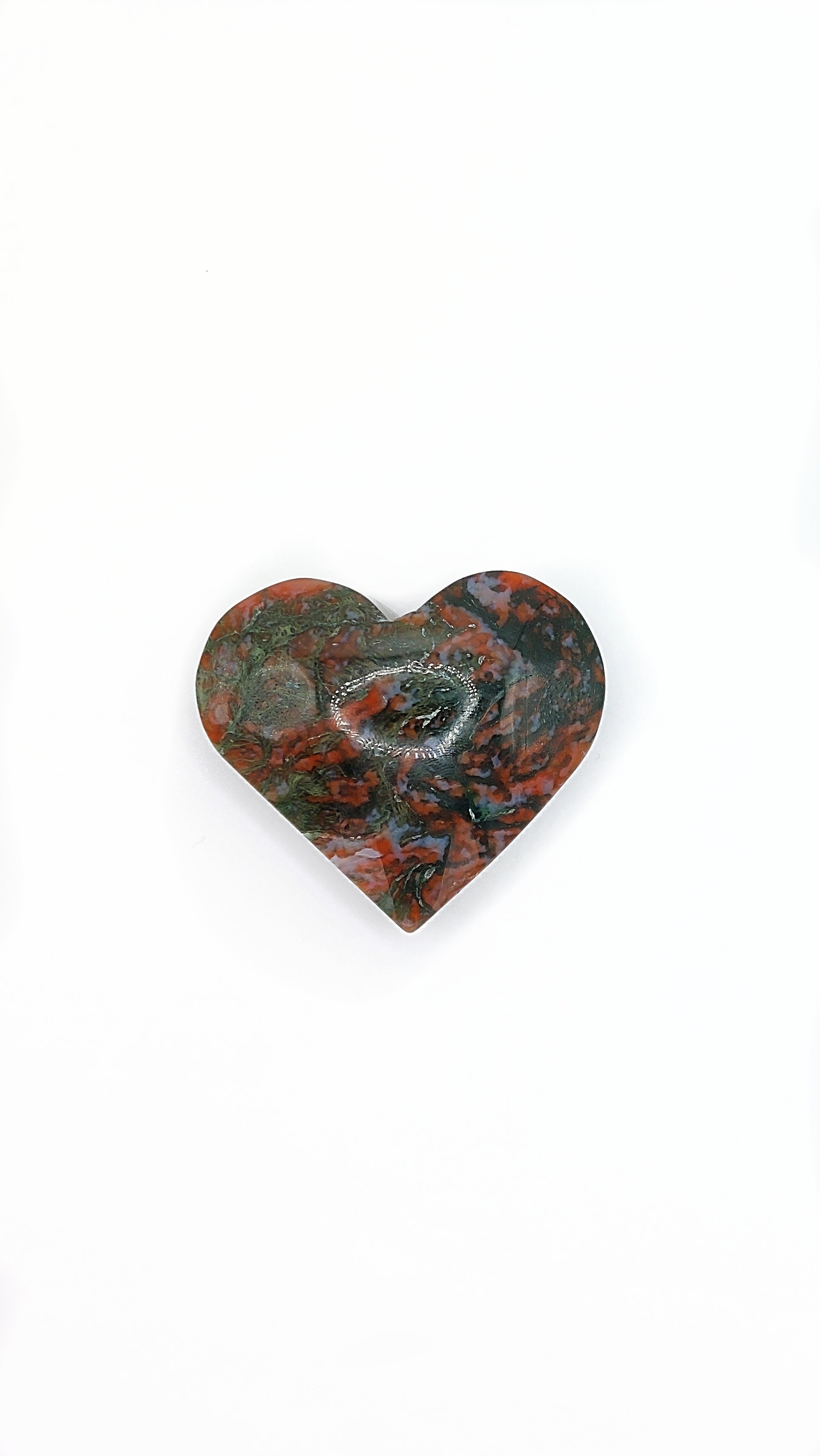 Carnelian Moss Agate Heart