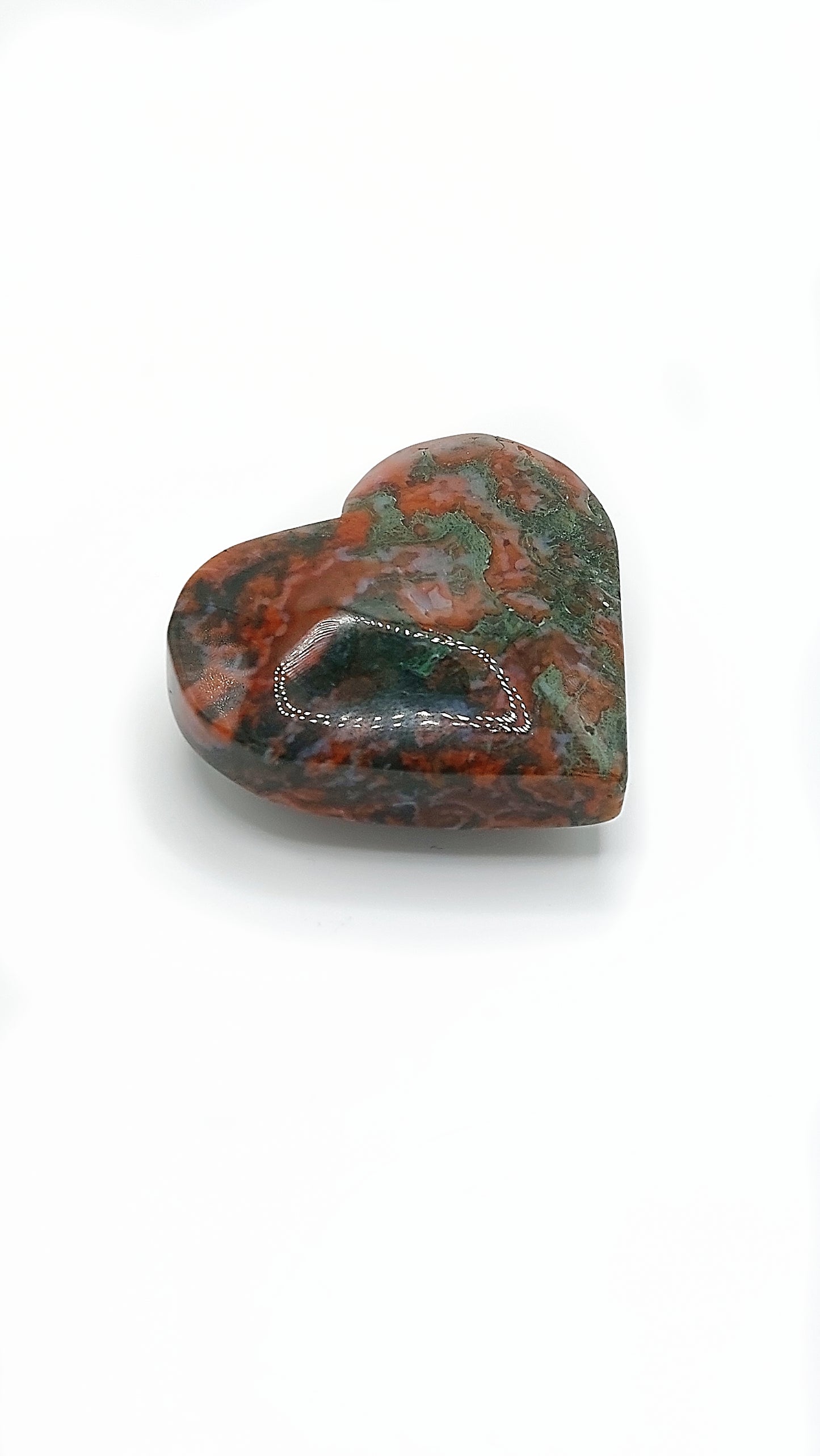 Carnelian Moss Agate Heart