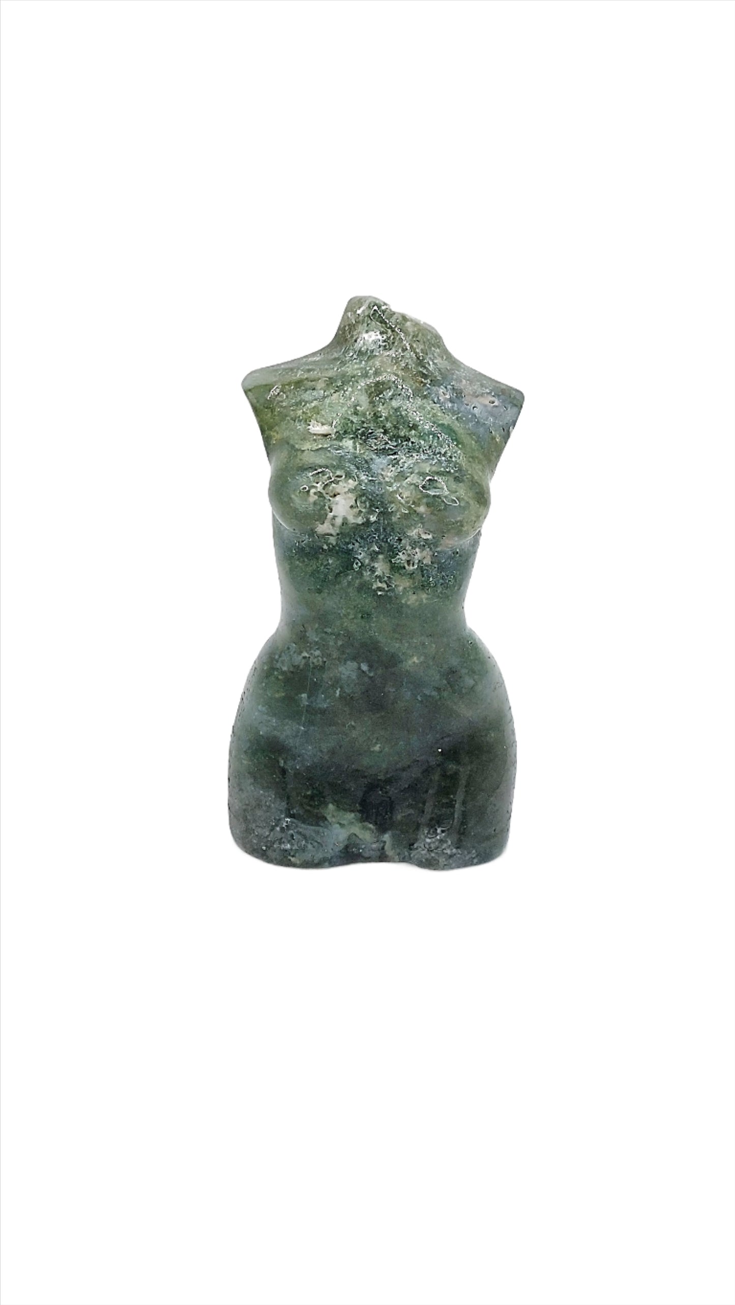 Moss Agate Goddess Lady Body Carving