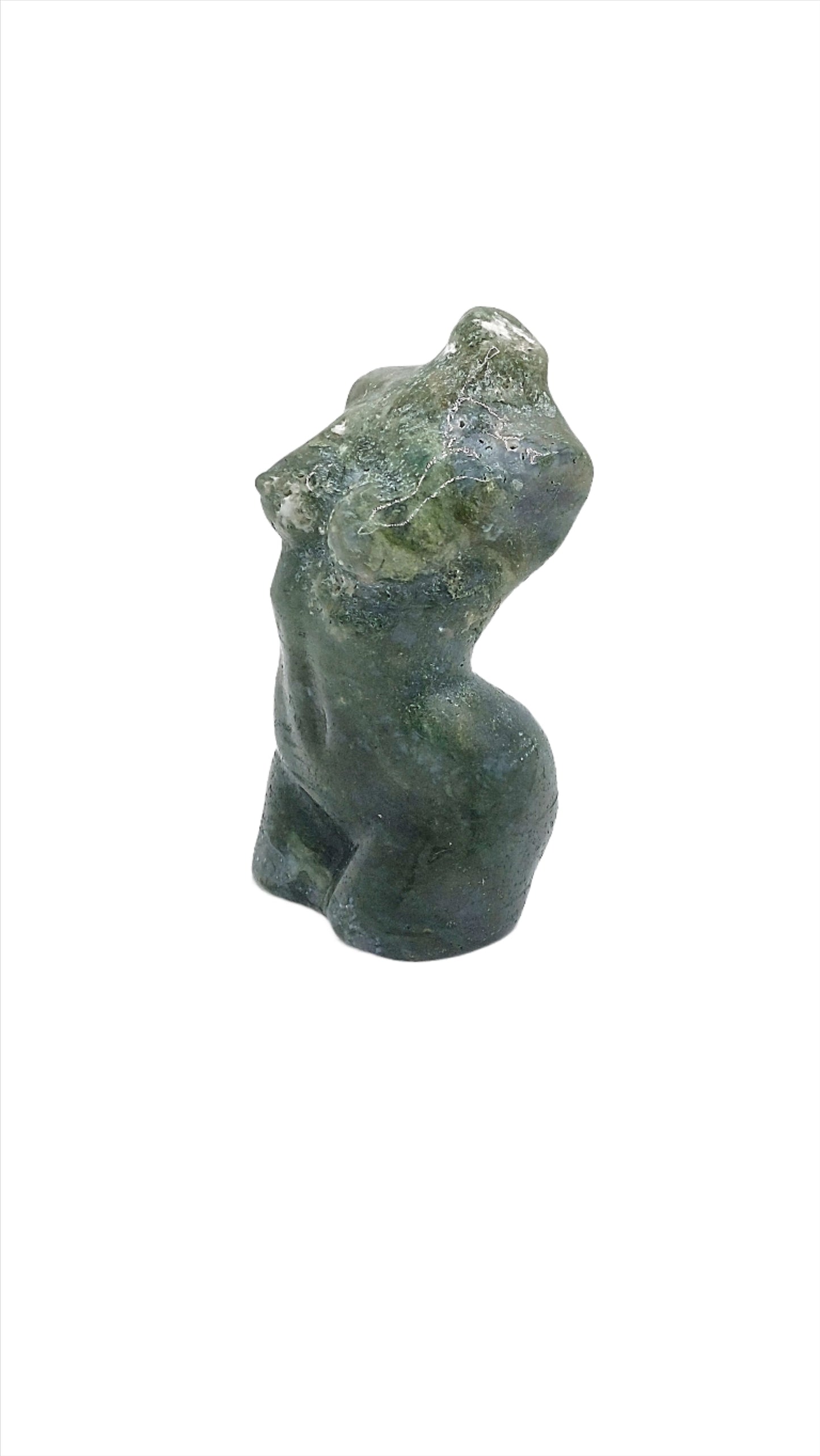 Moss Agate Goddess Lady Body Carving