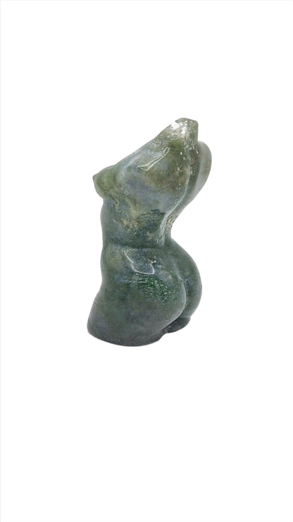 Moss Agate Goddess Lady Body Carving