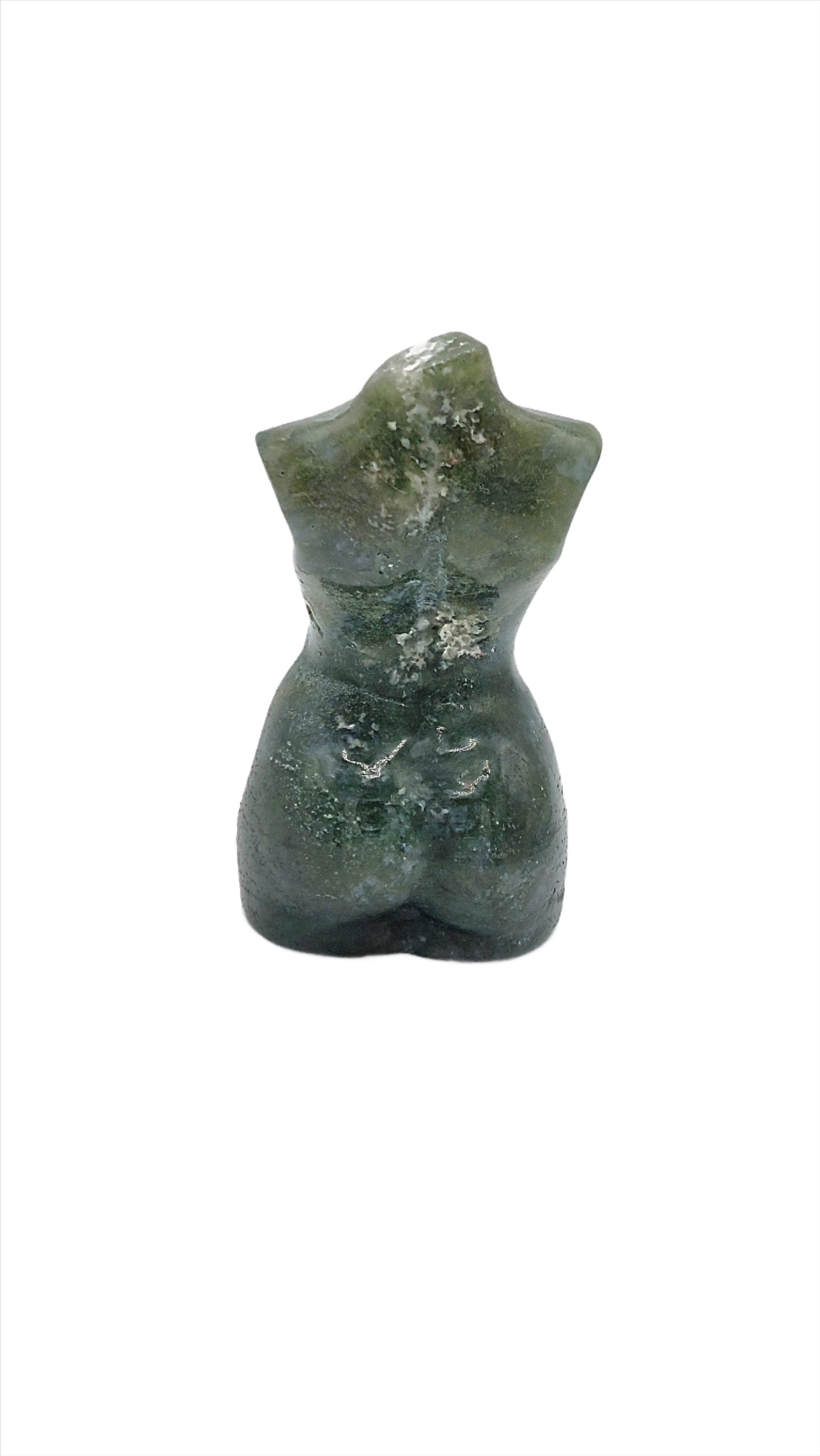 Moss Agate Goddess Lady Body Carving