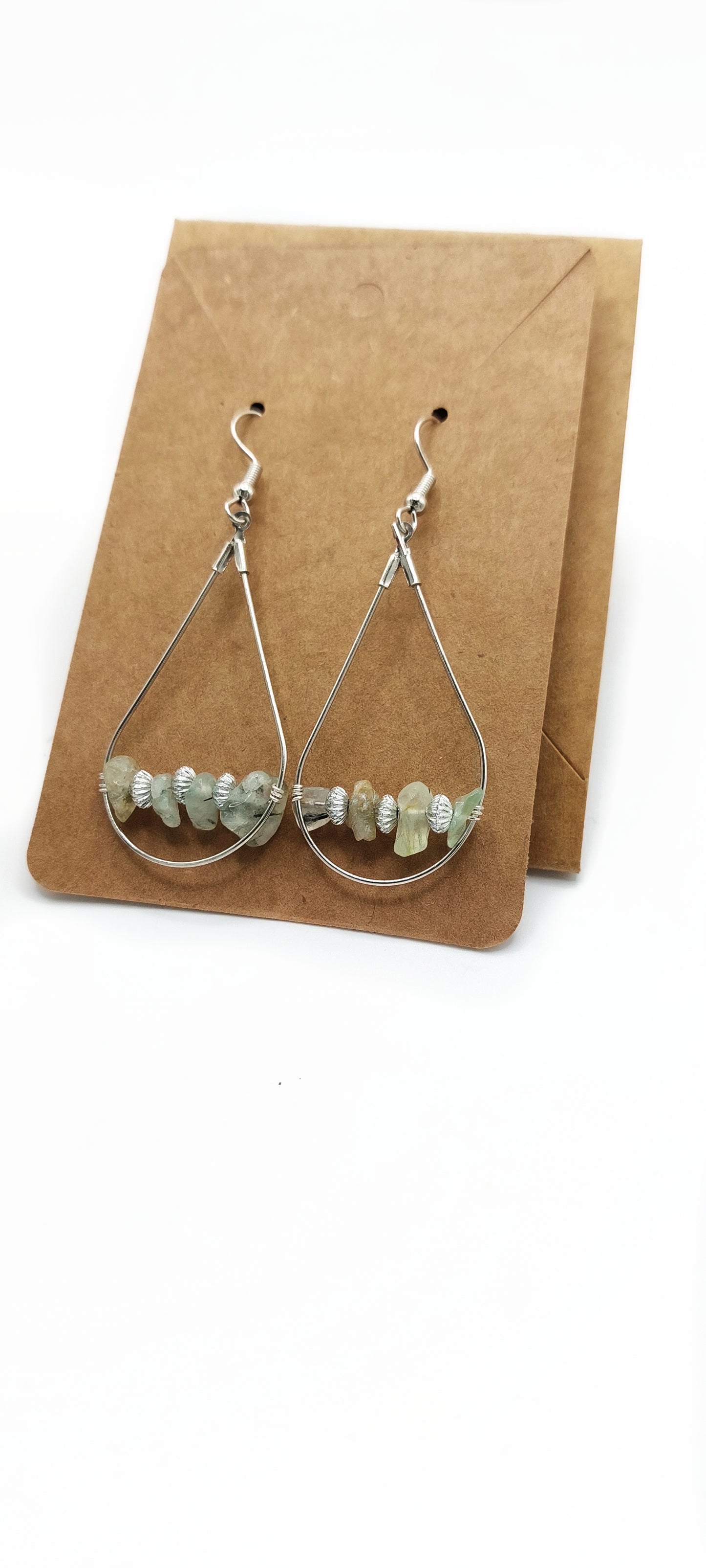 Green Aventurine Teardrop Hoop Earrings