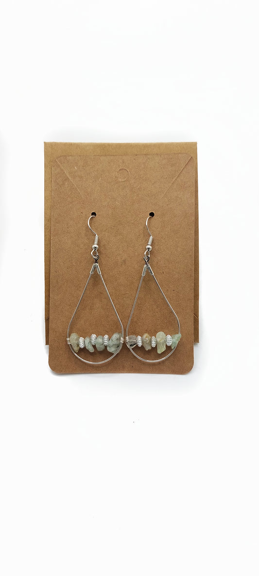 Green Aventurine Teardrop Hoop Earrings