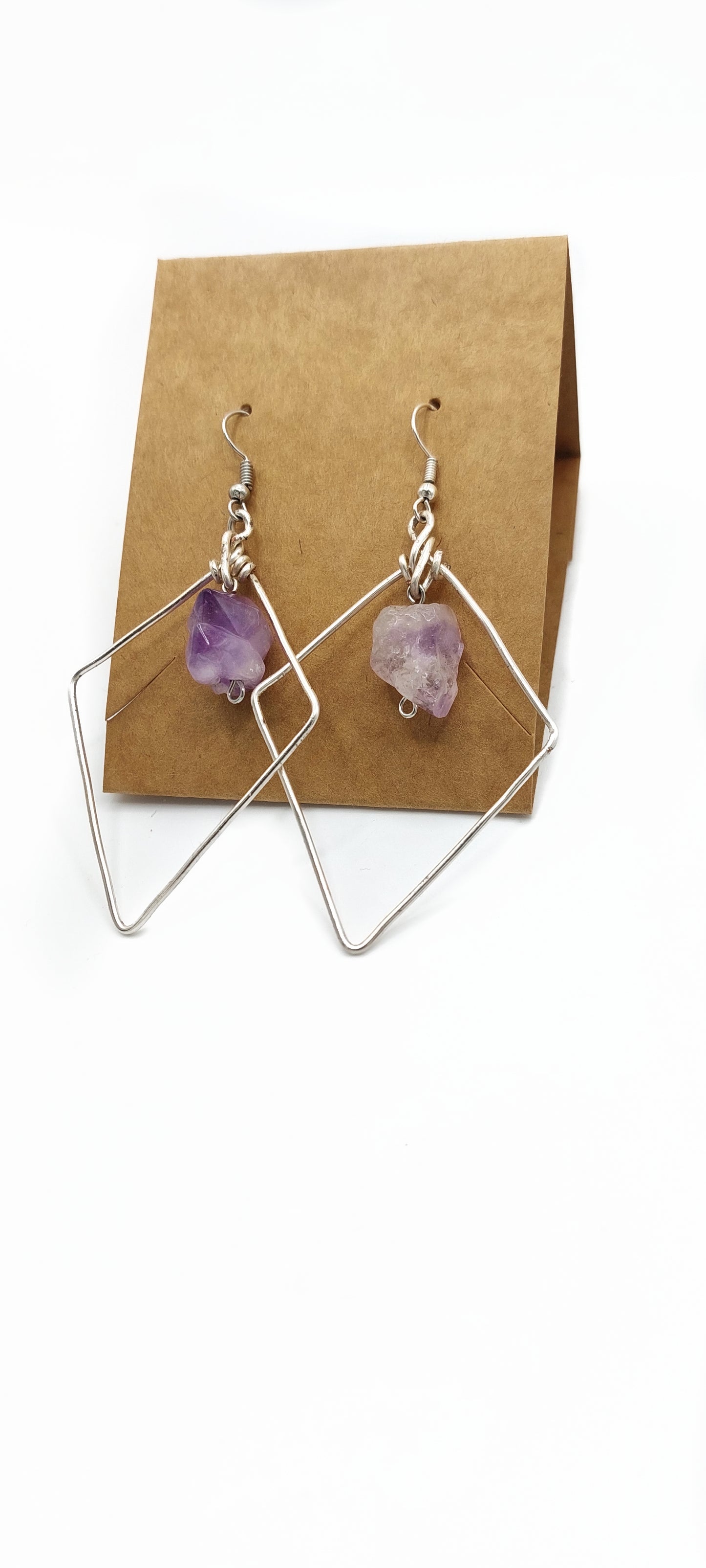 Raw Amethyst Hoop Earrings