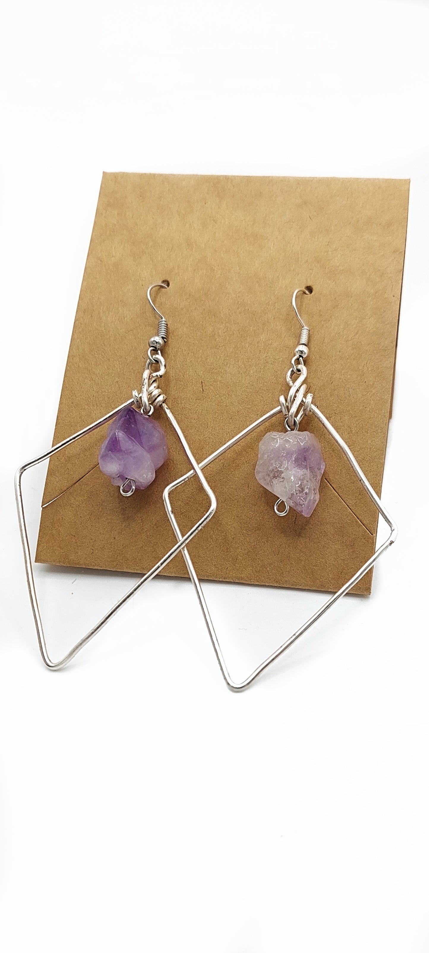 Raw Amethyst Hoop Earrings