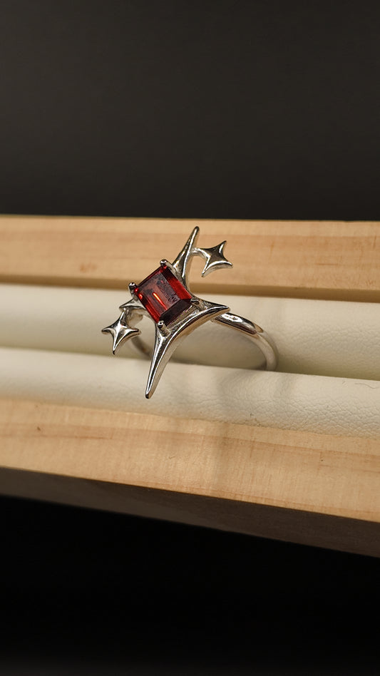 Garnet Star Ring