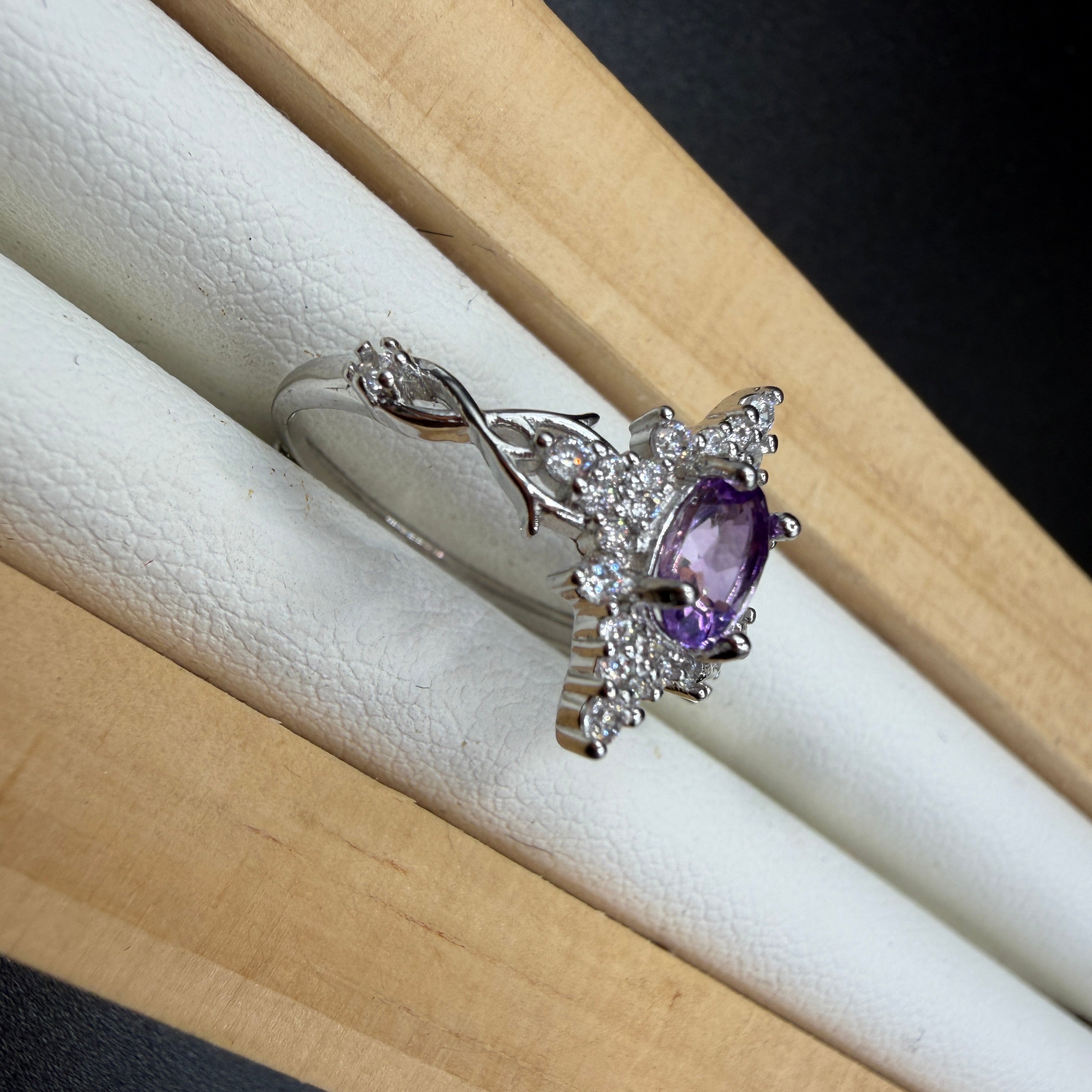 Amethyst Star S925 Adjustable Ring