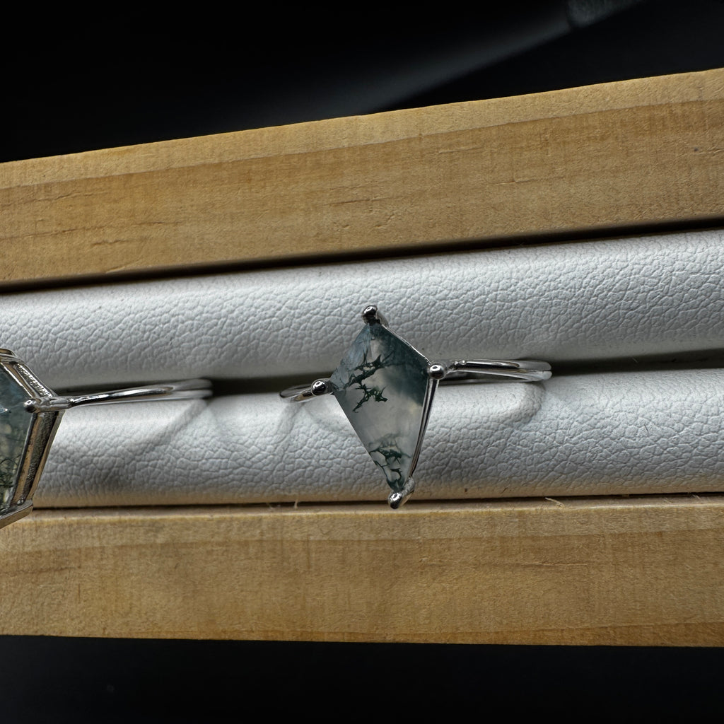 Moss Agate S925 Adjustable Ring