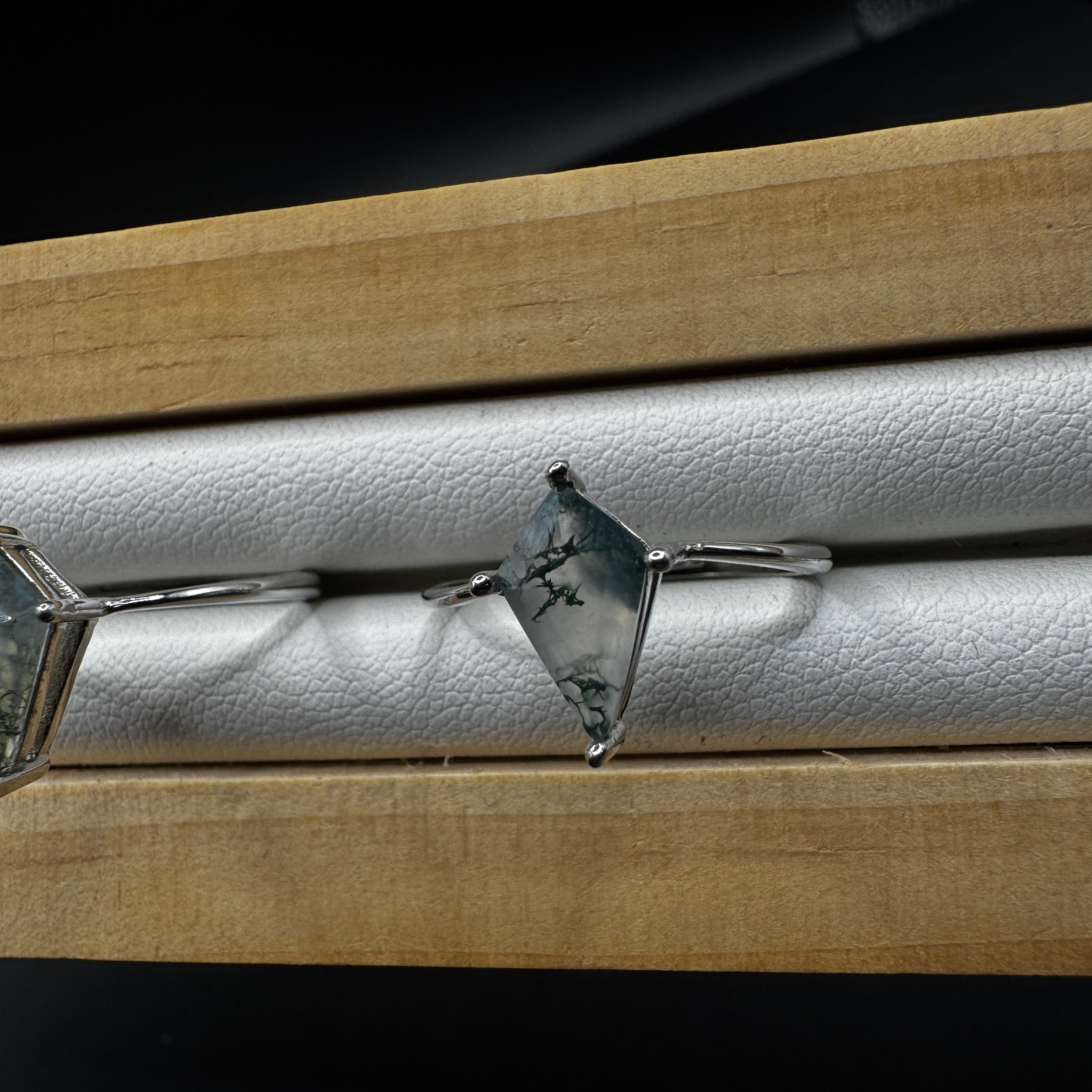 Moss Agate S925 Adjustable Ring