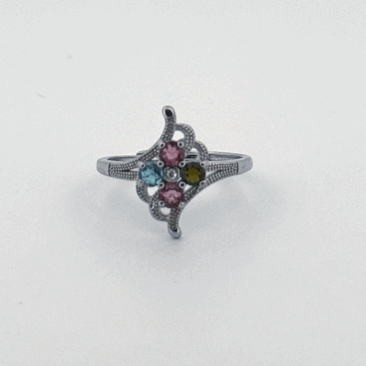 Rainbow Tourmaline S925 Adjustable Ring