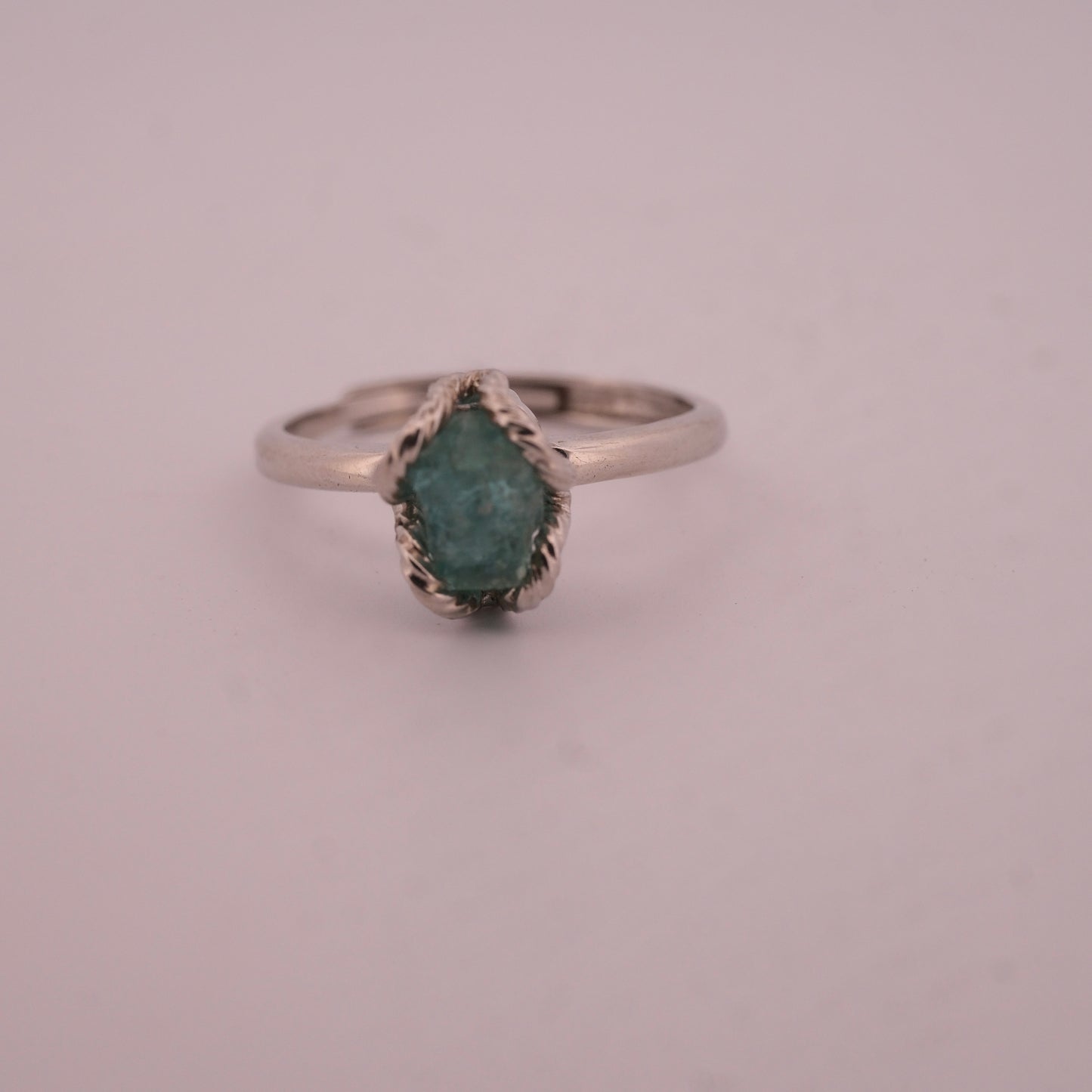 Raw High Grade Green Kyanite S925 Adjustable Ring