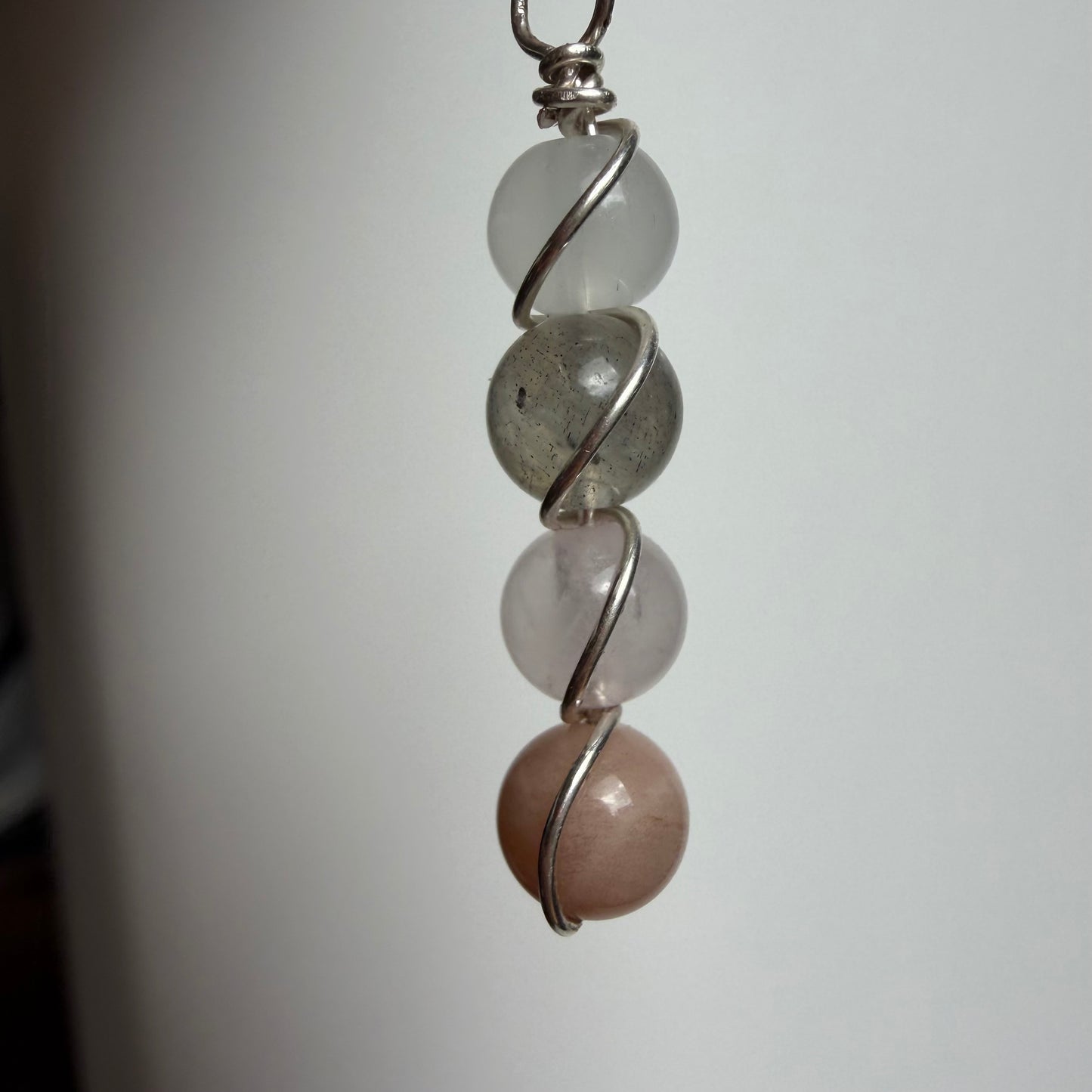 Divine Feminine Moonstone Labradorite Rose Quartz and Peach Moonstone Handmade Necklace