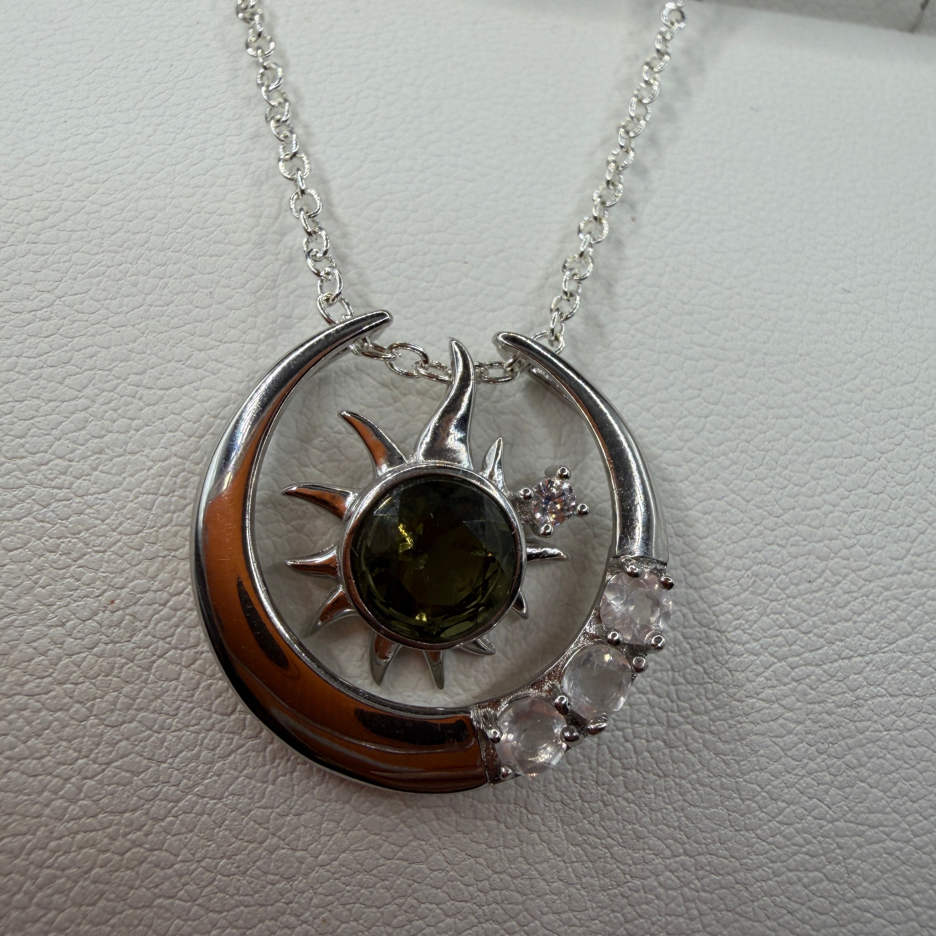 Moldavite and Rose Quartz S925 Certified Necklace
