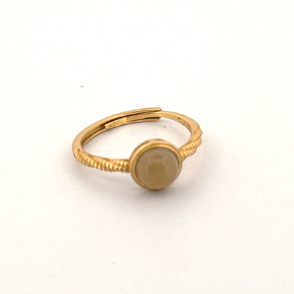 Lemon Calcite S925 Gold Adjustable Ring