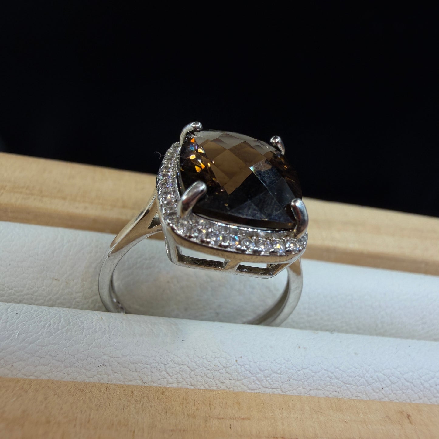 Smokey Quartz S925 Adjustable Ring