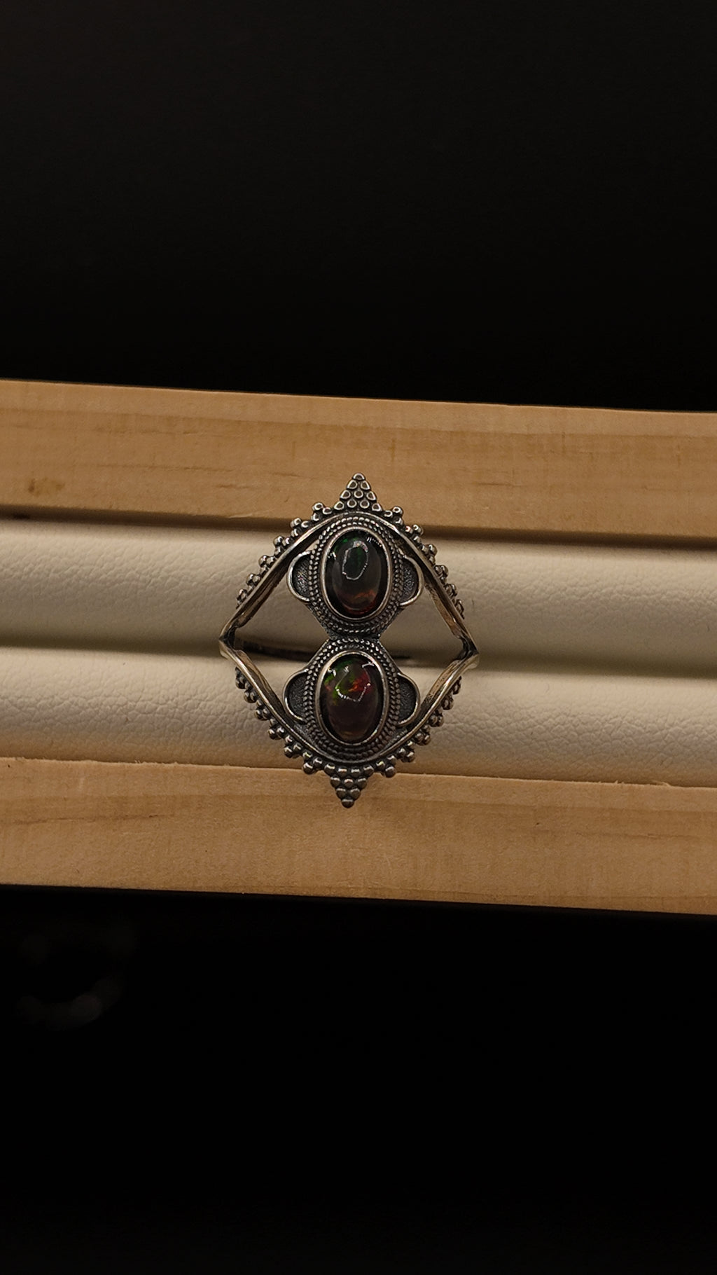 Double Black Opal Ring
