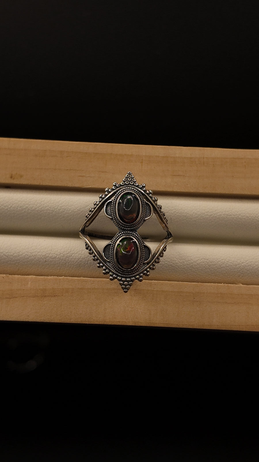 Double Black Opal Ring
