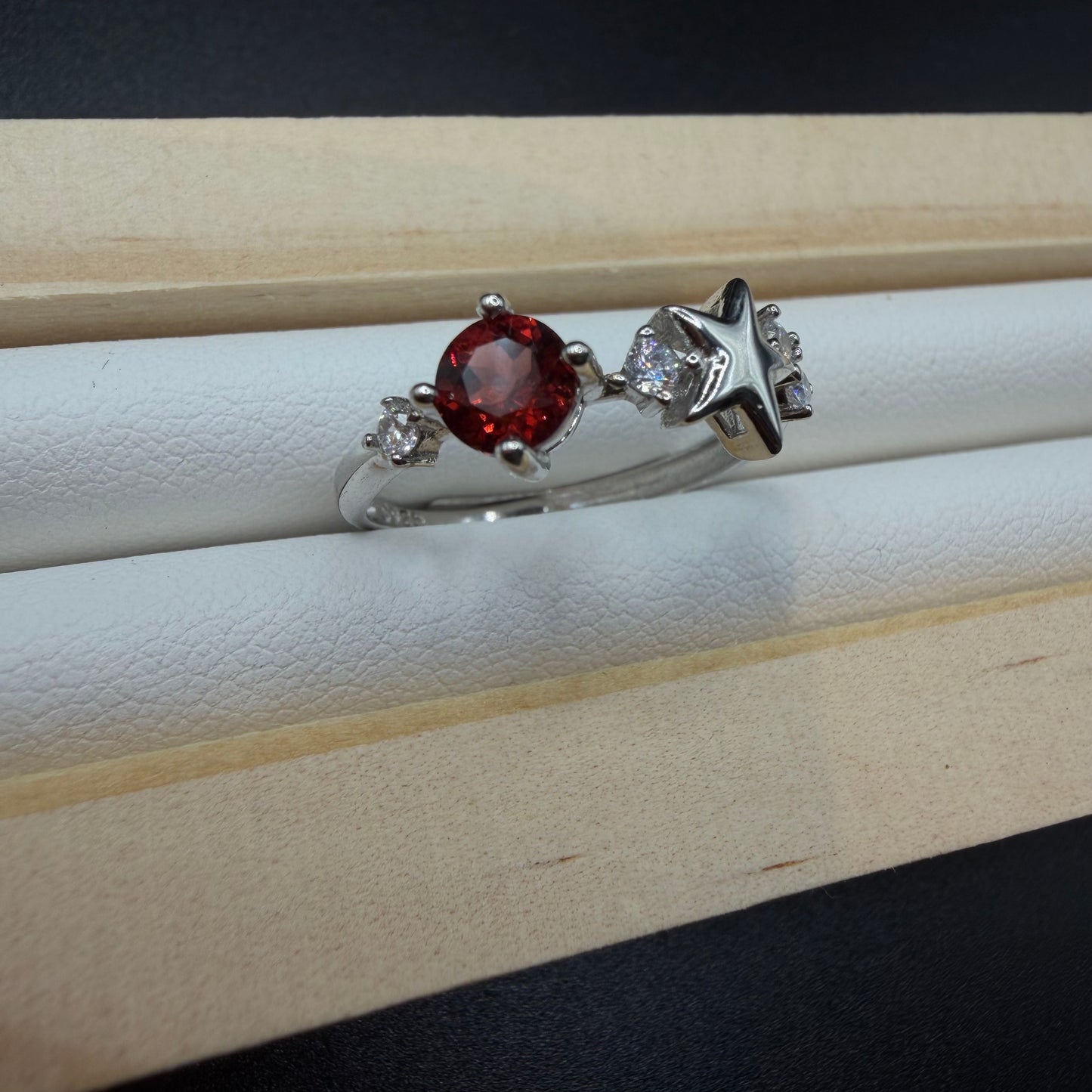 Garnet S925 Adjustable Ring