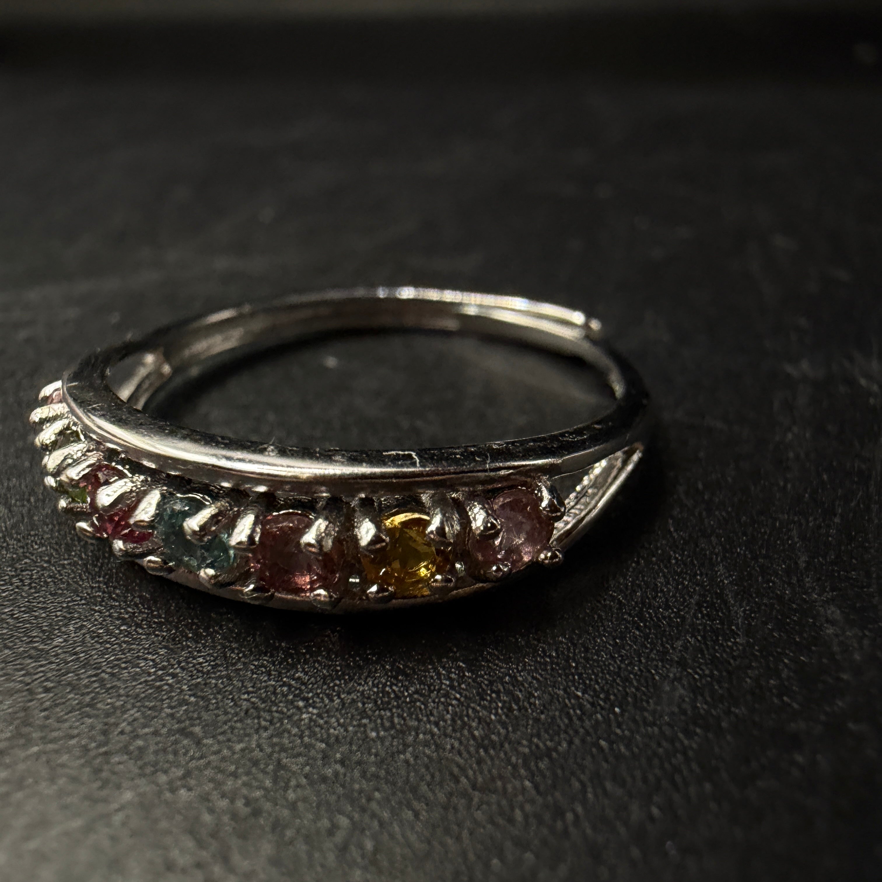 Rainbow Tourmaline S925 Adjustable Ring