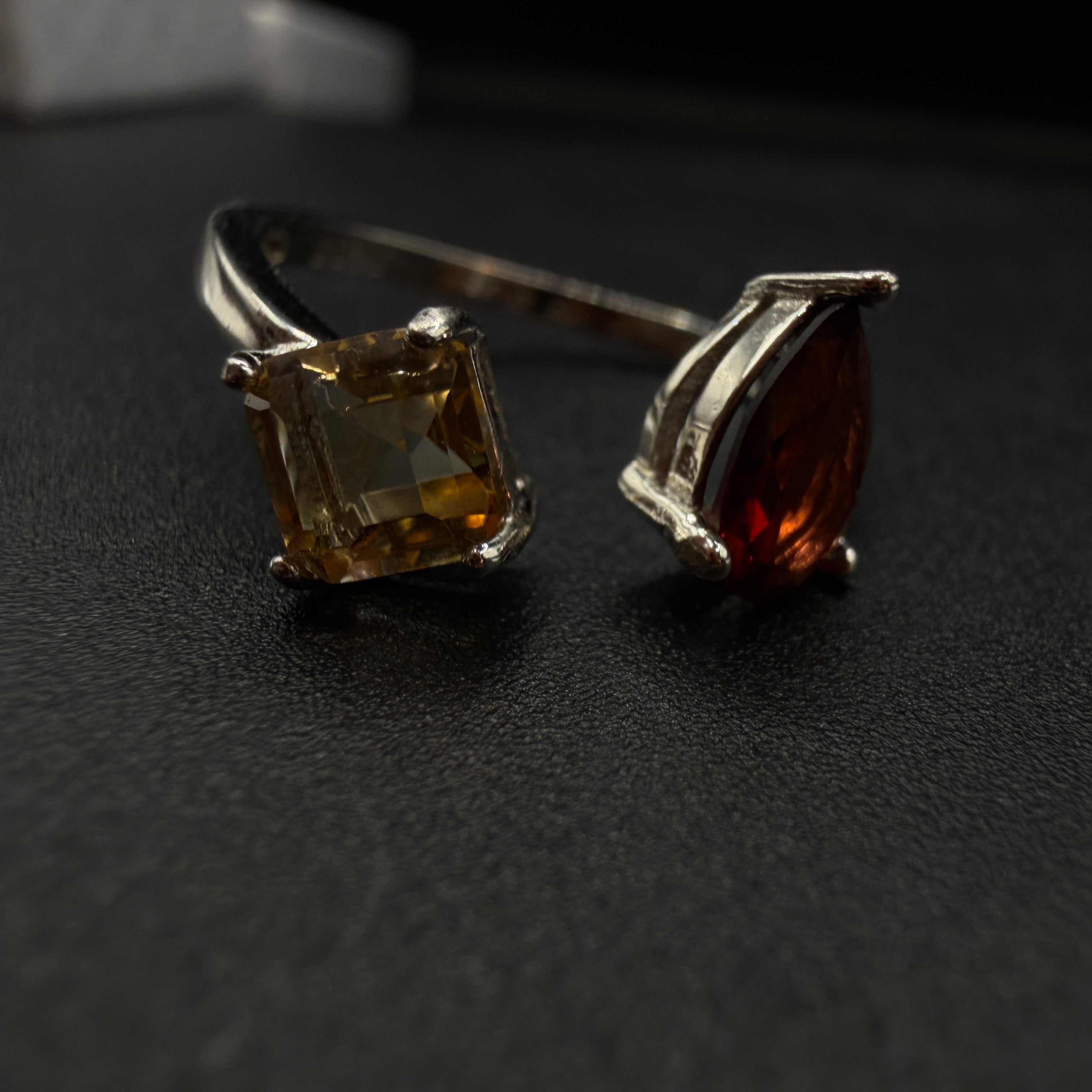 Citrine and Garnet S925 Adjustable Ring