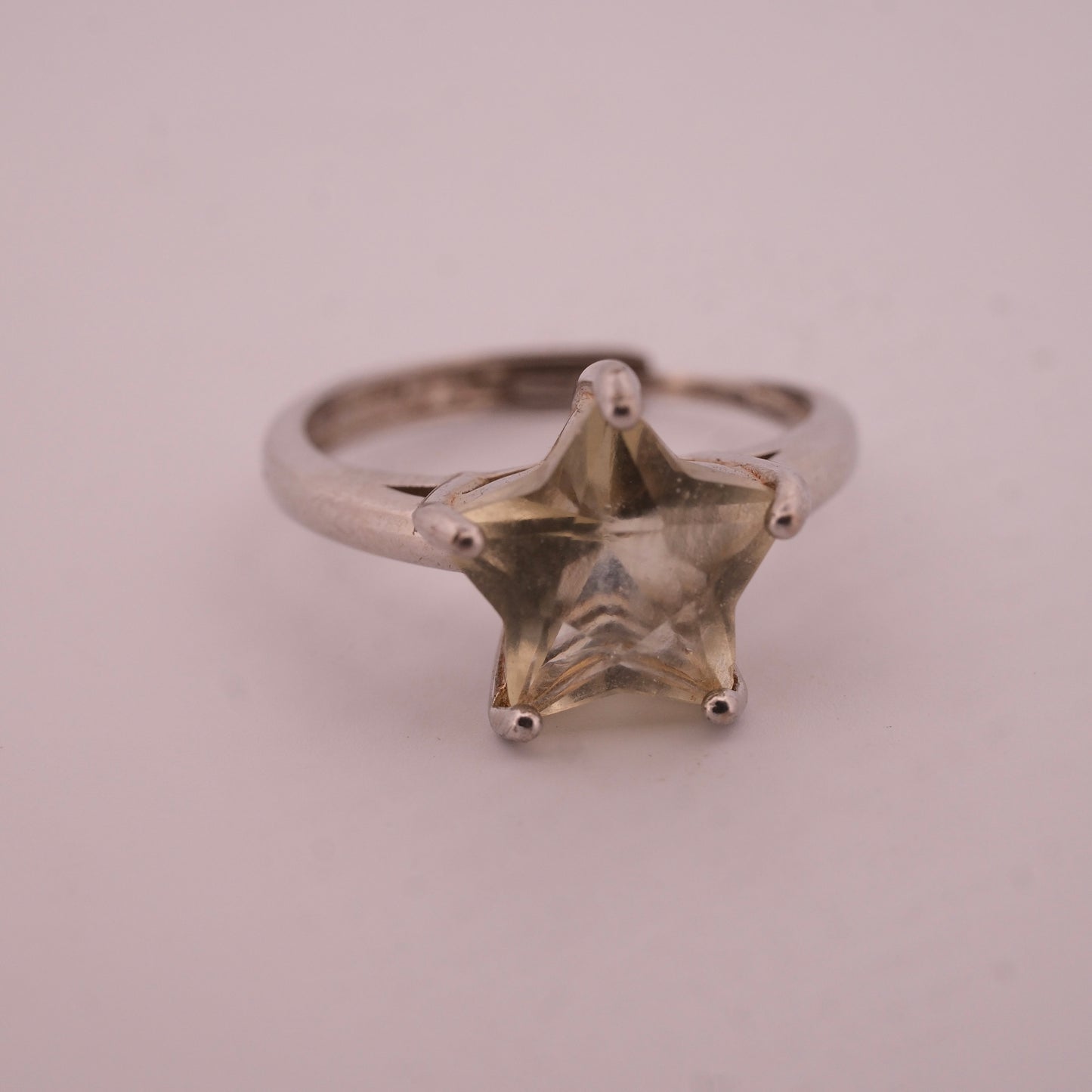 Libyan Desert Glass Star S925 Adjustable Certified Ring