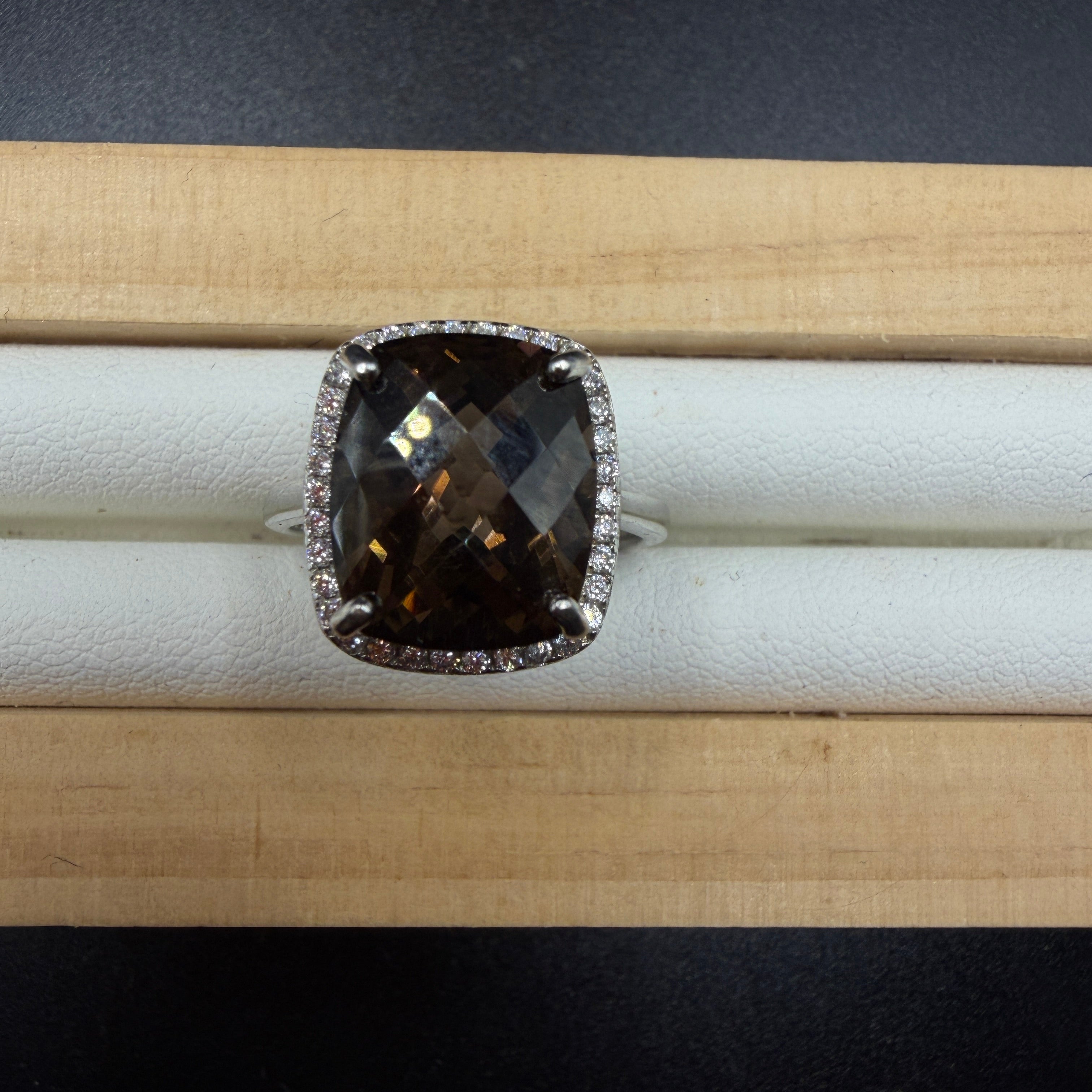 Smokey Quartz S925 Adjustable Ring