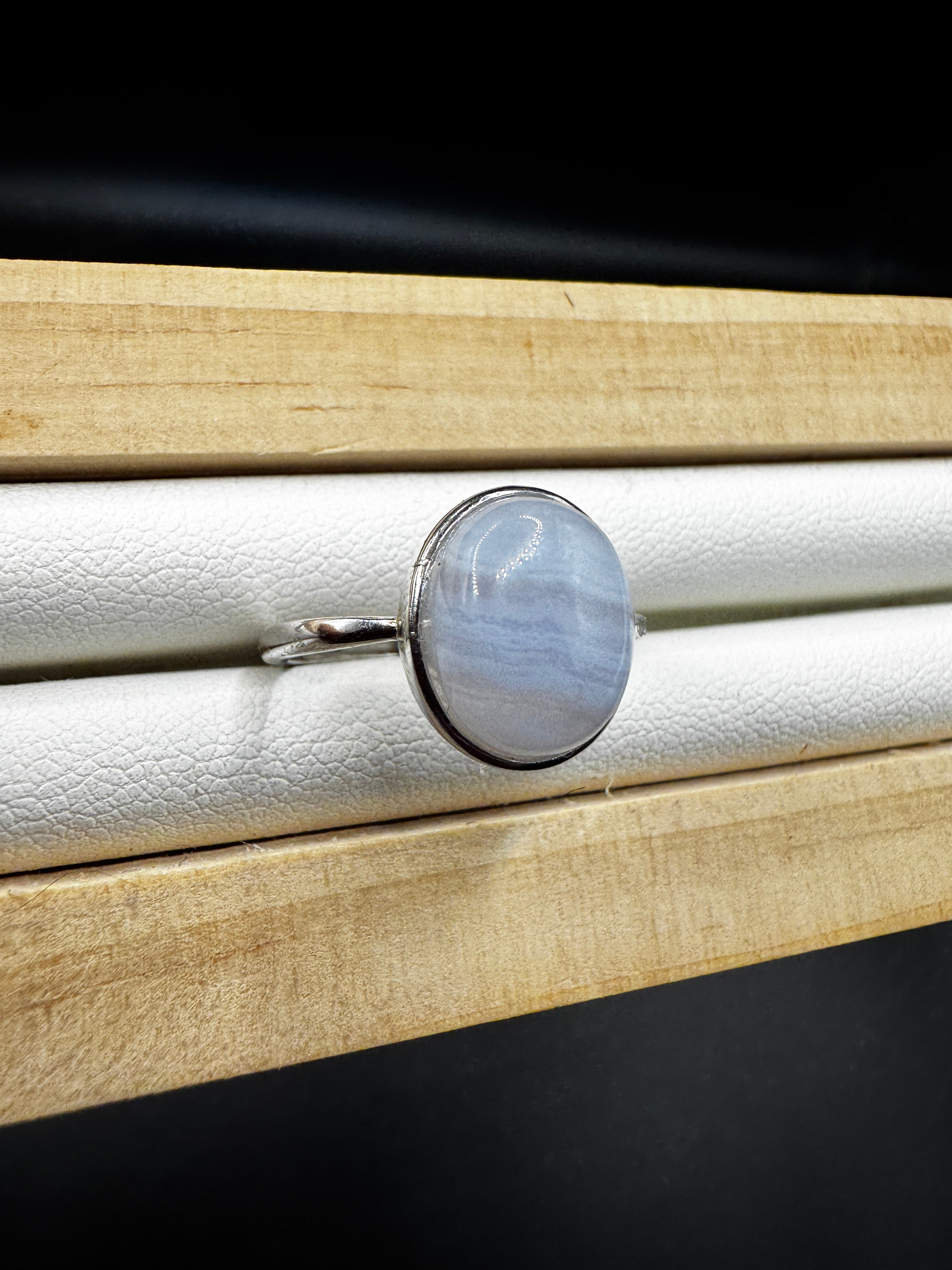 Blue Lace Agate S925 Adjustable Ring