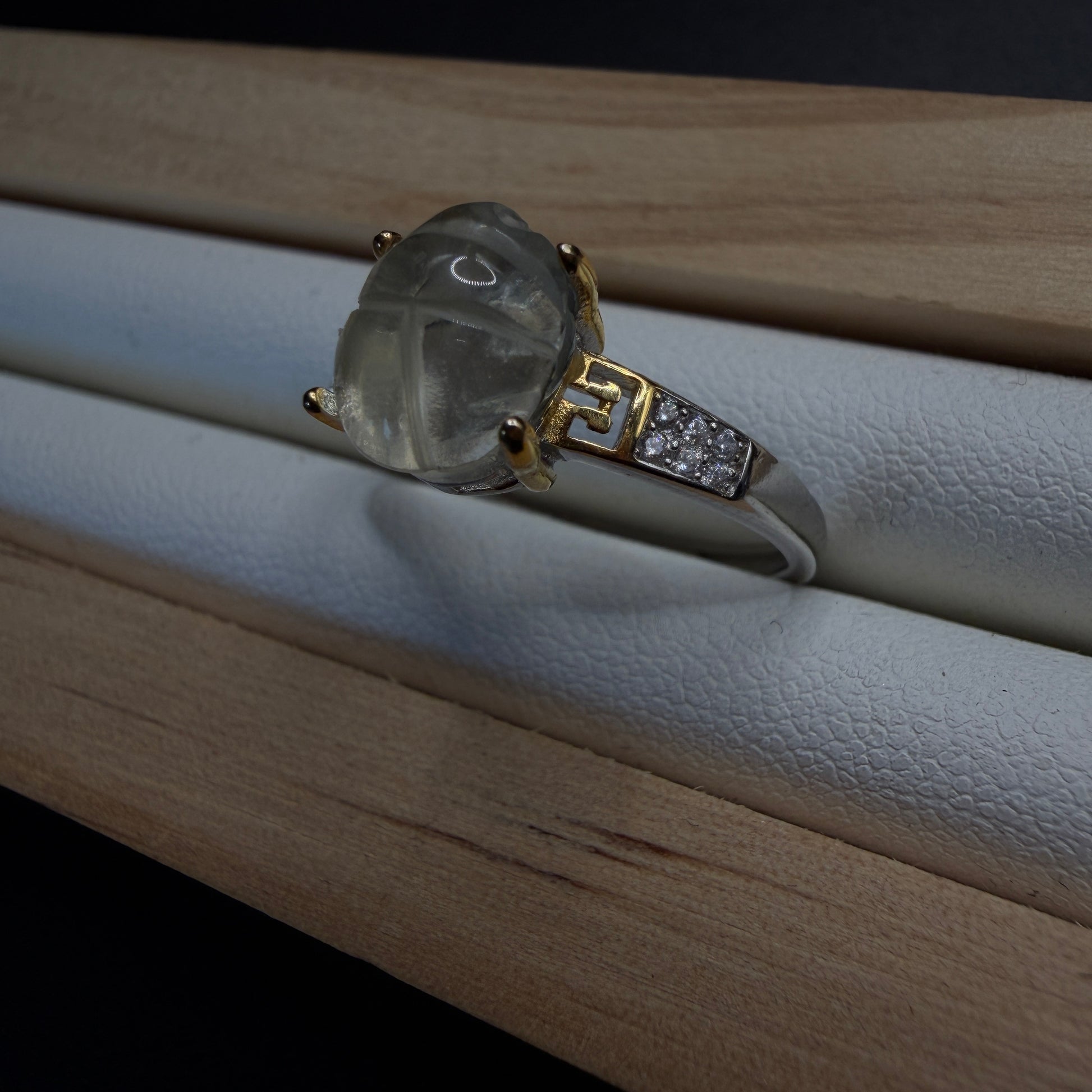 Libyan Desert Glass Scarab S925 Certified Ring