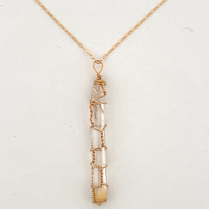 Lemurian Mango Quartz Gold Handmade Necklace on S925 Chain
