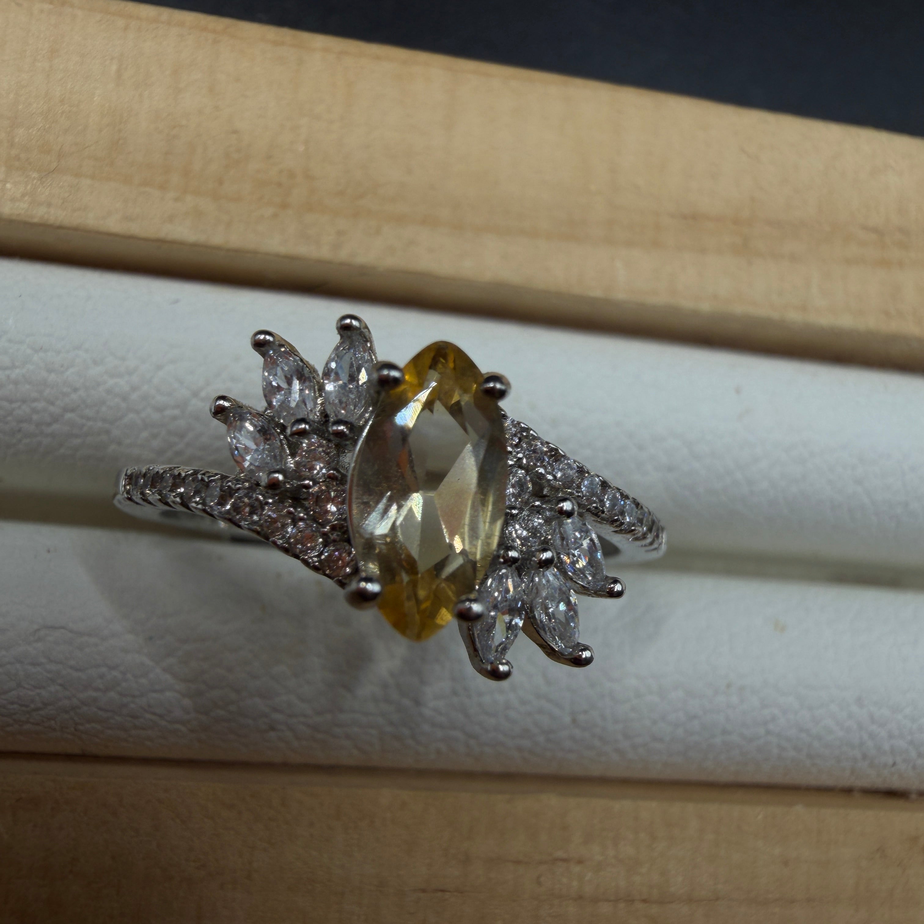 Citrine S925 Adjustable Ring