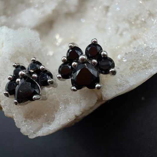 Black Spinel Paw S925 Earrings