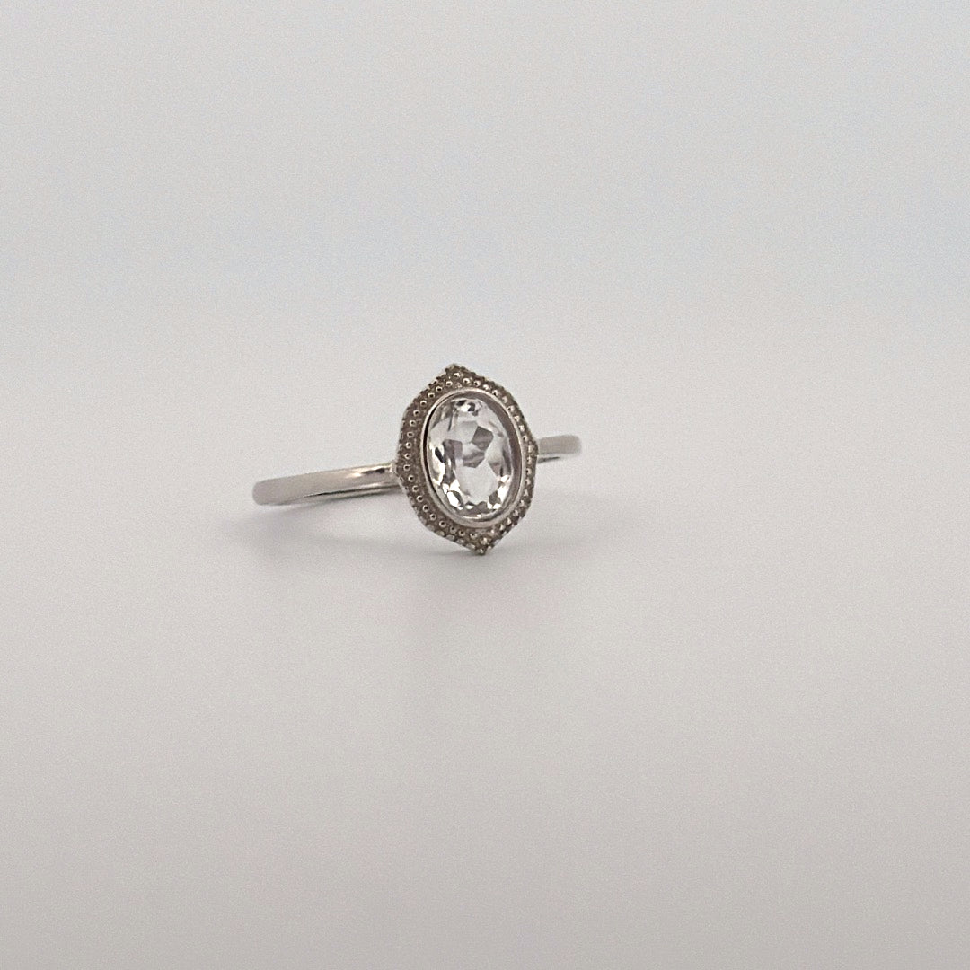 Clear Quartz S925 Adjustable Ring