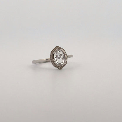 Clear Quartz S925 Adjustable Ring