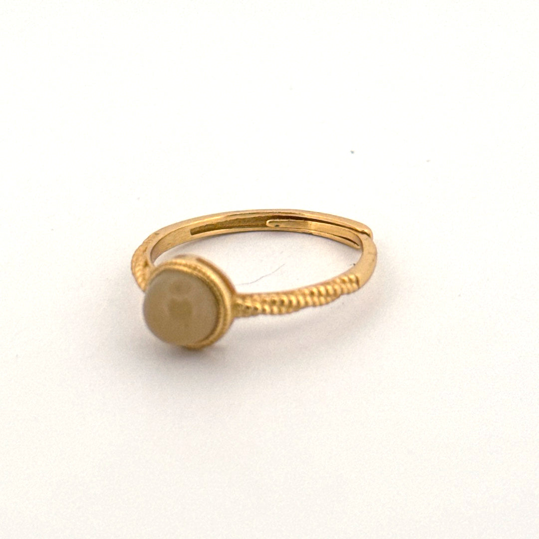 Lemon Calcite S925 Gold Adjustable Ring