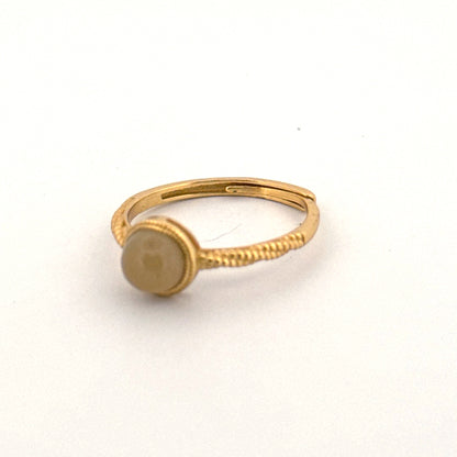 Lemon Calcite S925 Gold Adjustable Ring