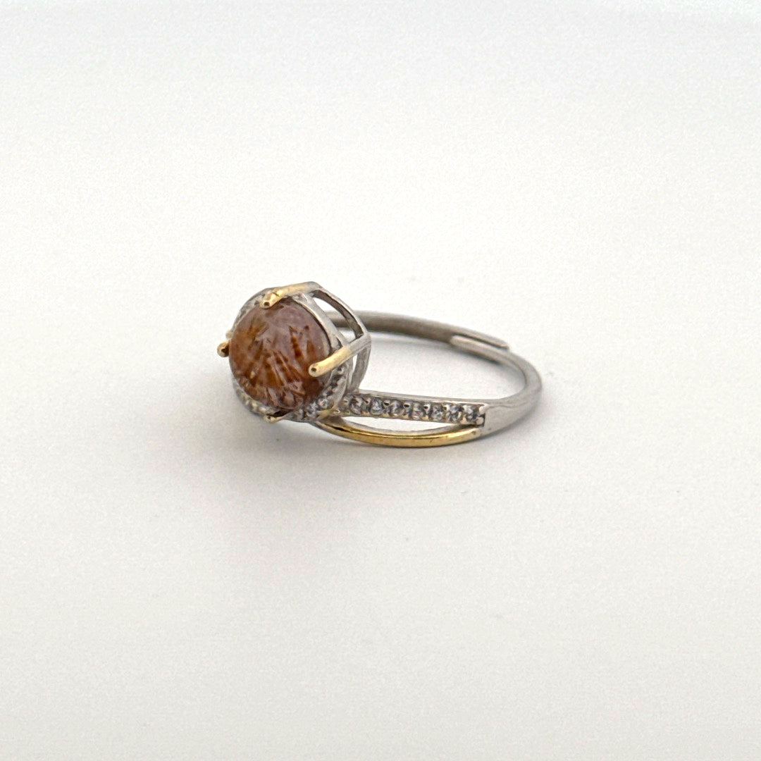 Golden Rutile S925 Adjustable Ring