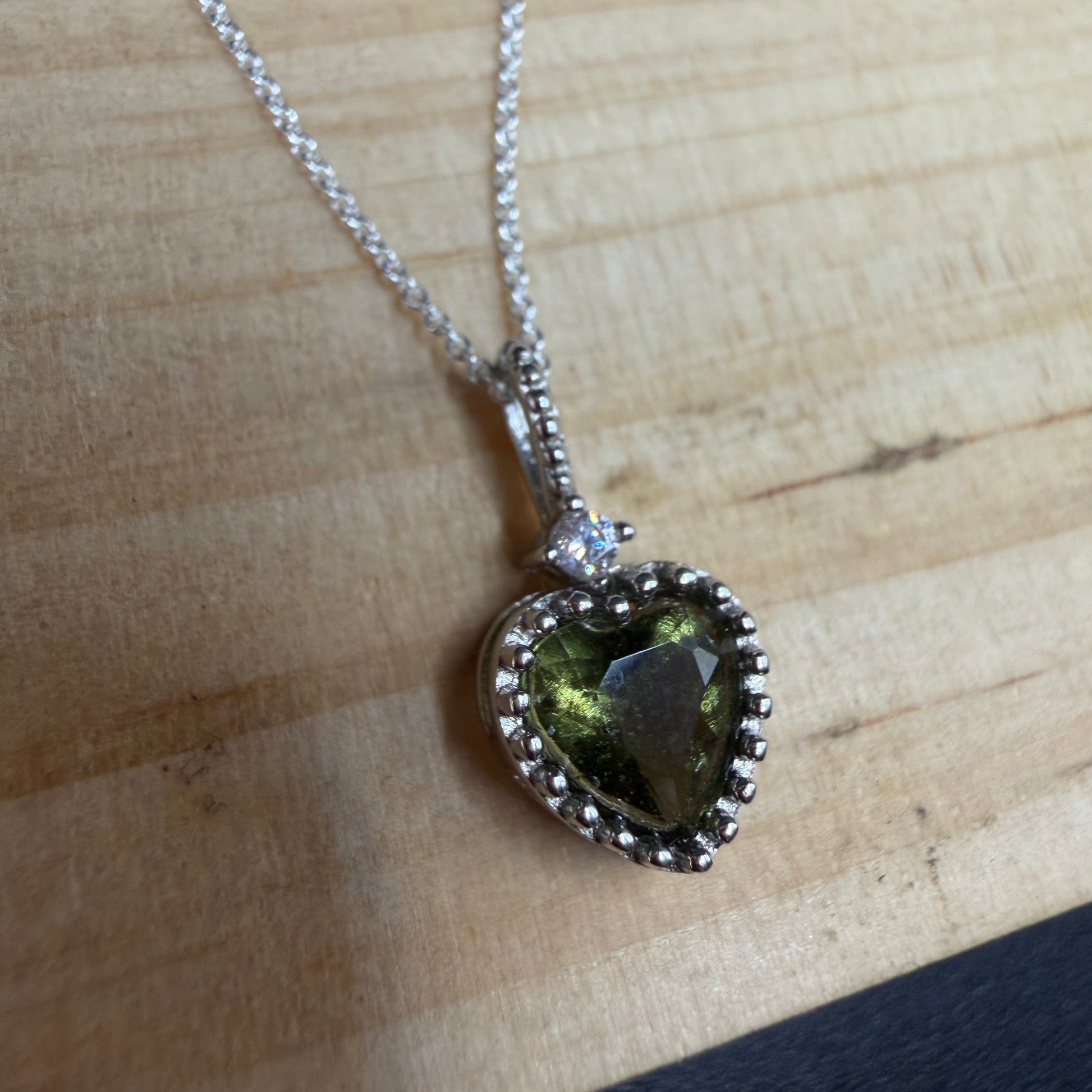Moldavite Heart S925 Certified Necklace