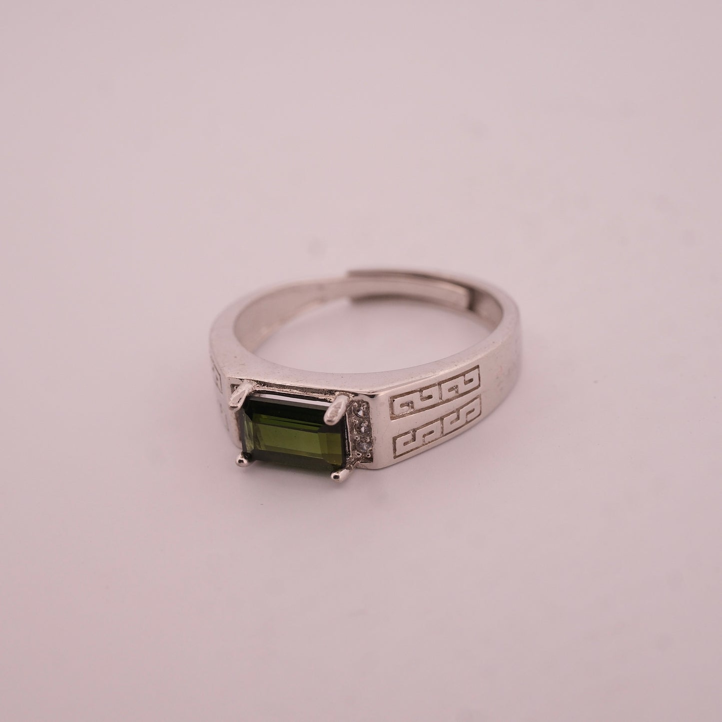 Green Tourmaline S925 Adjustable Ring