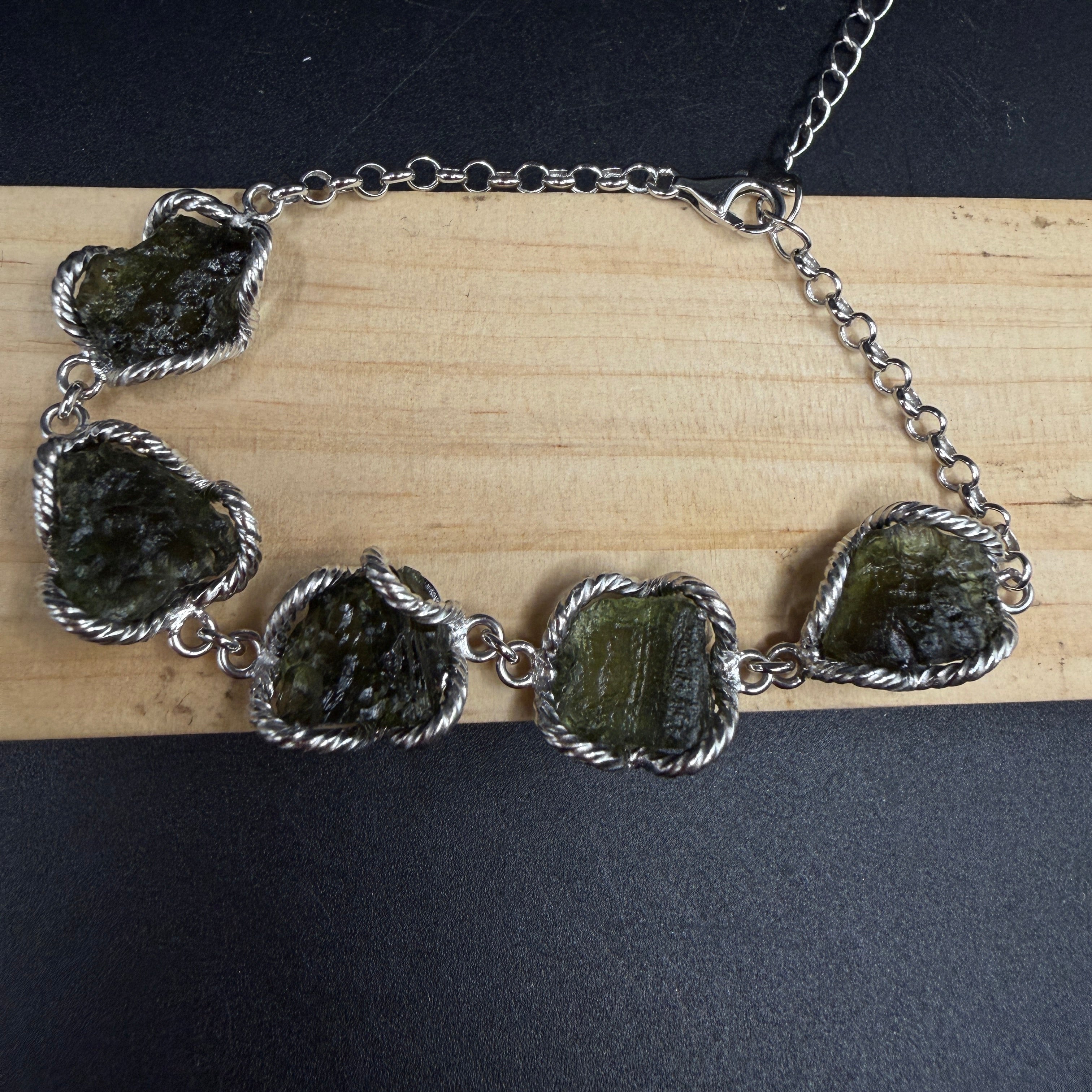 Raw Moldavite S925 Certified Bracelet