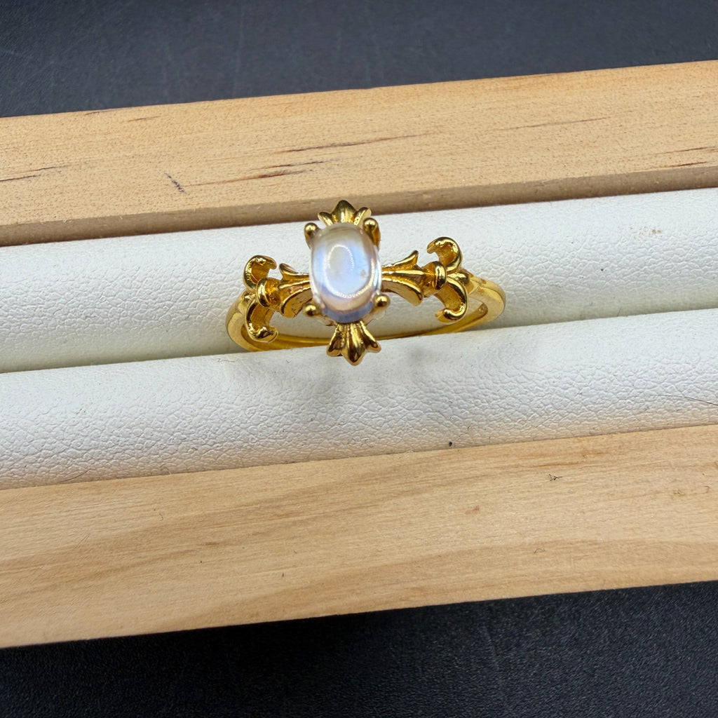 Moonstone S925 Adjustable Gold Played Ring