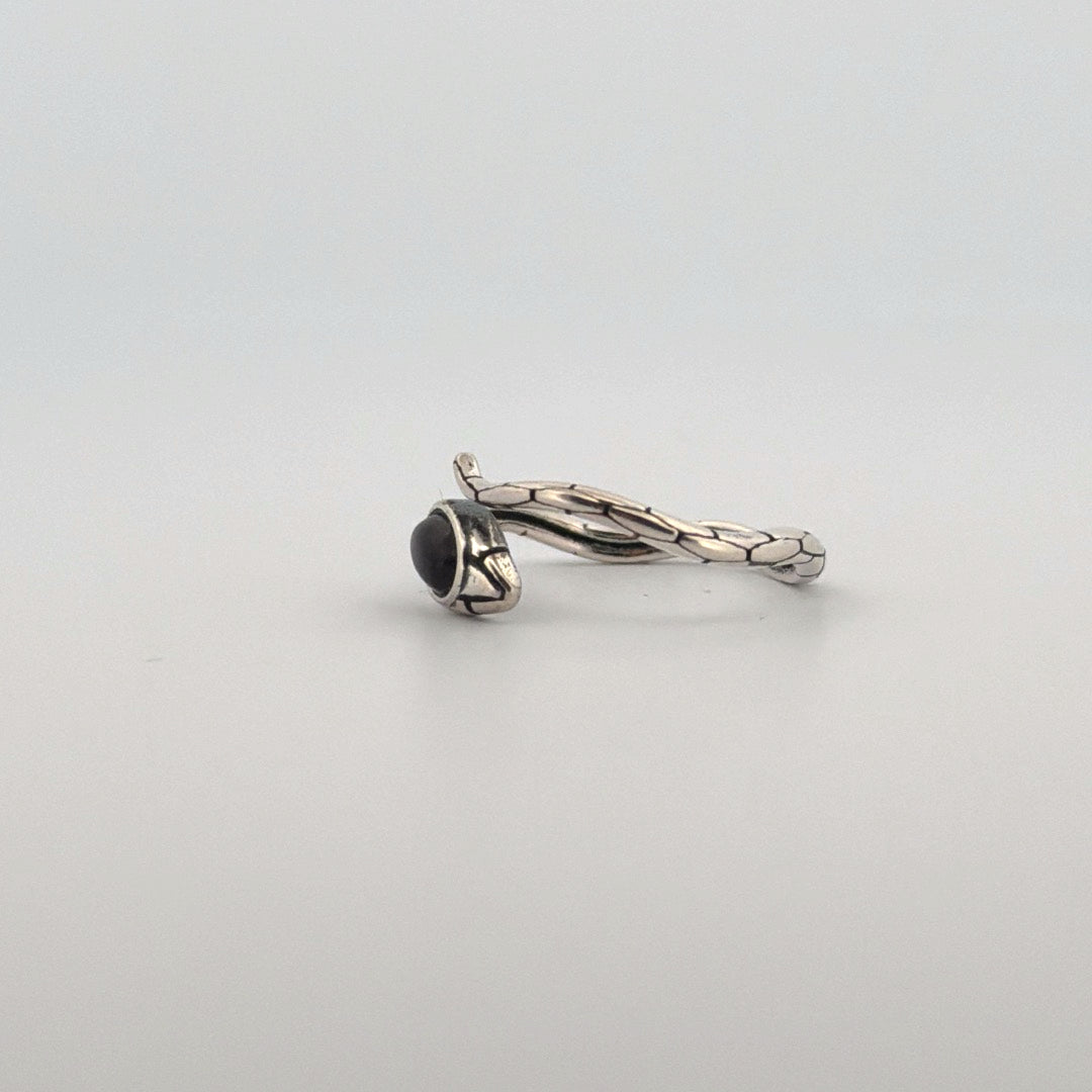 Silver Sheen Obsidian Snake S925 Adjustable Ring