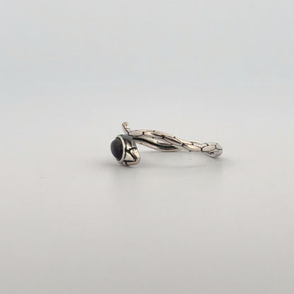 Silver Sheen Obsidian Snake S925 Adjustable Ring