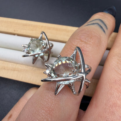 Green Quartz S925 Adjustable Ring